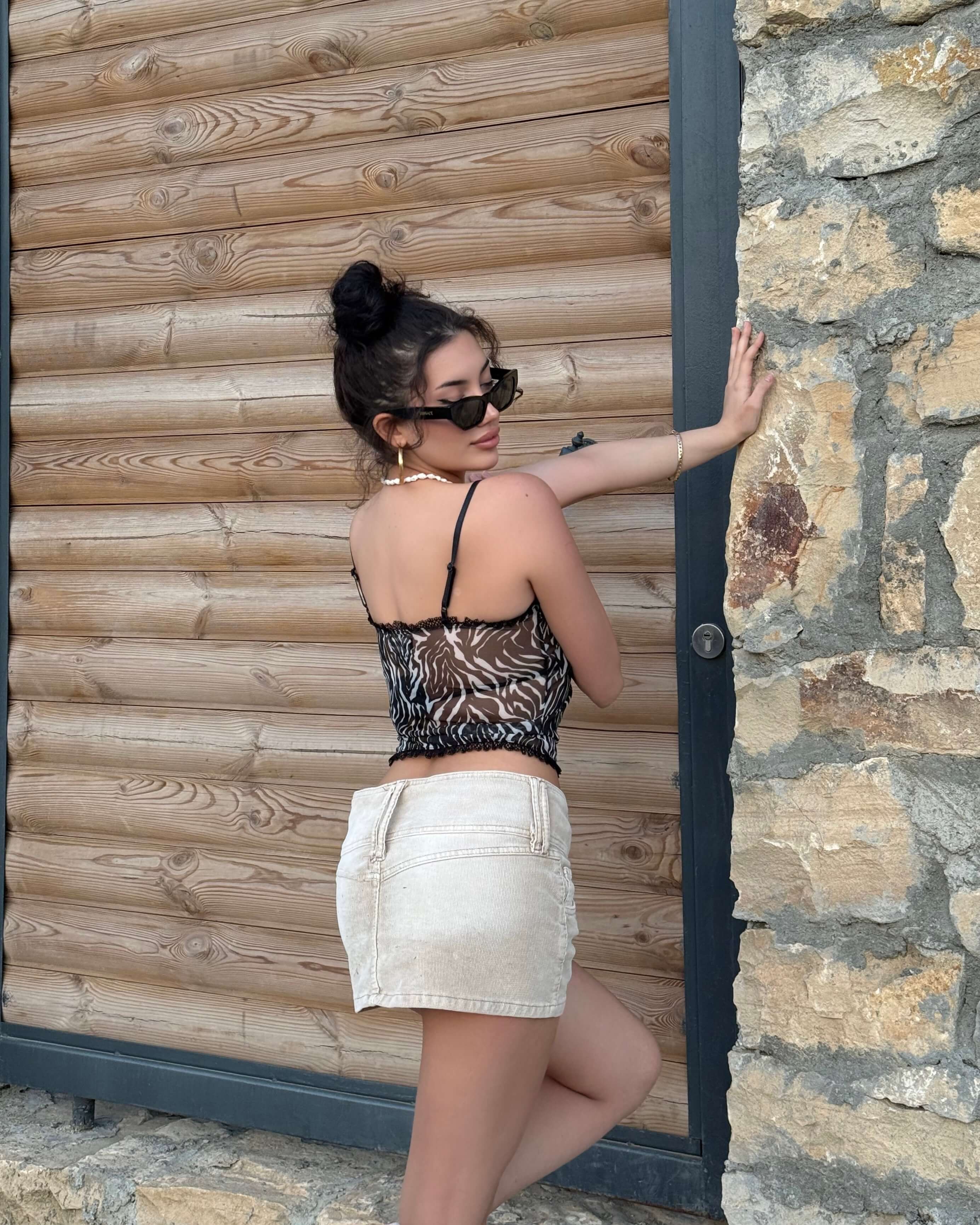 FARELL ZEBRA PATTERNED ASKILI TÜL CROP