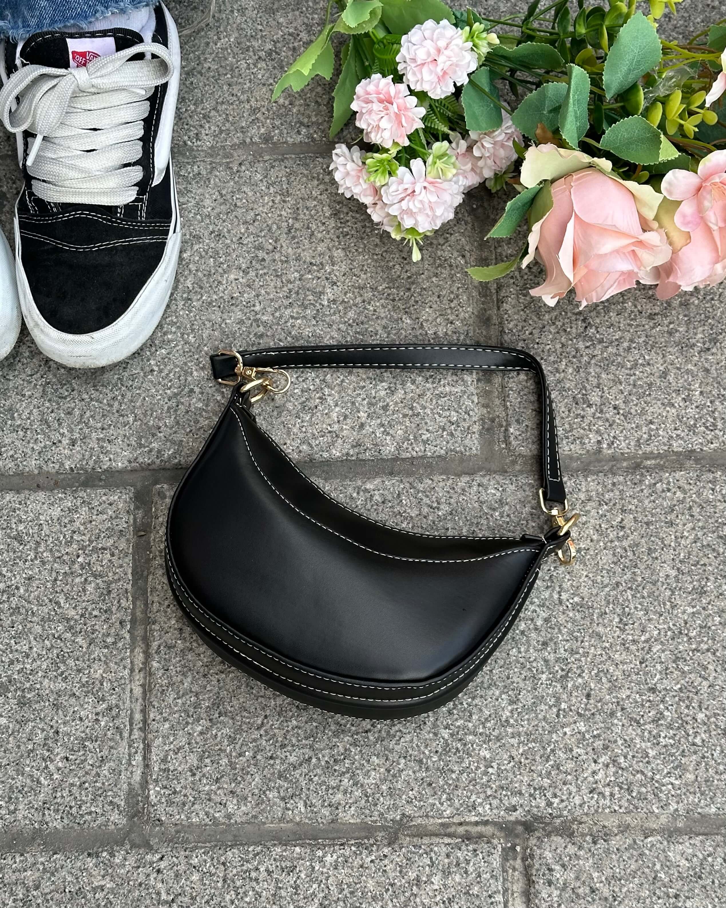 JELENA BLACK ÇİFT DİKİŞ DETAYLI MİNİ EL ÇANTASI