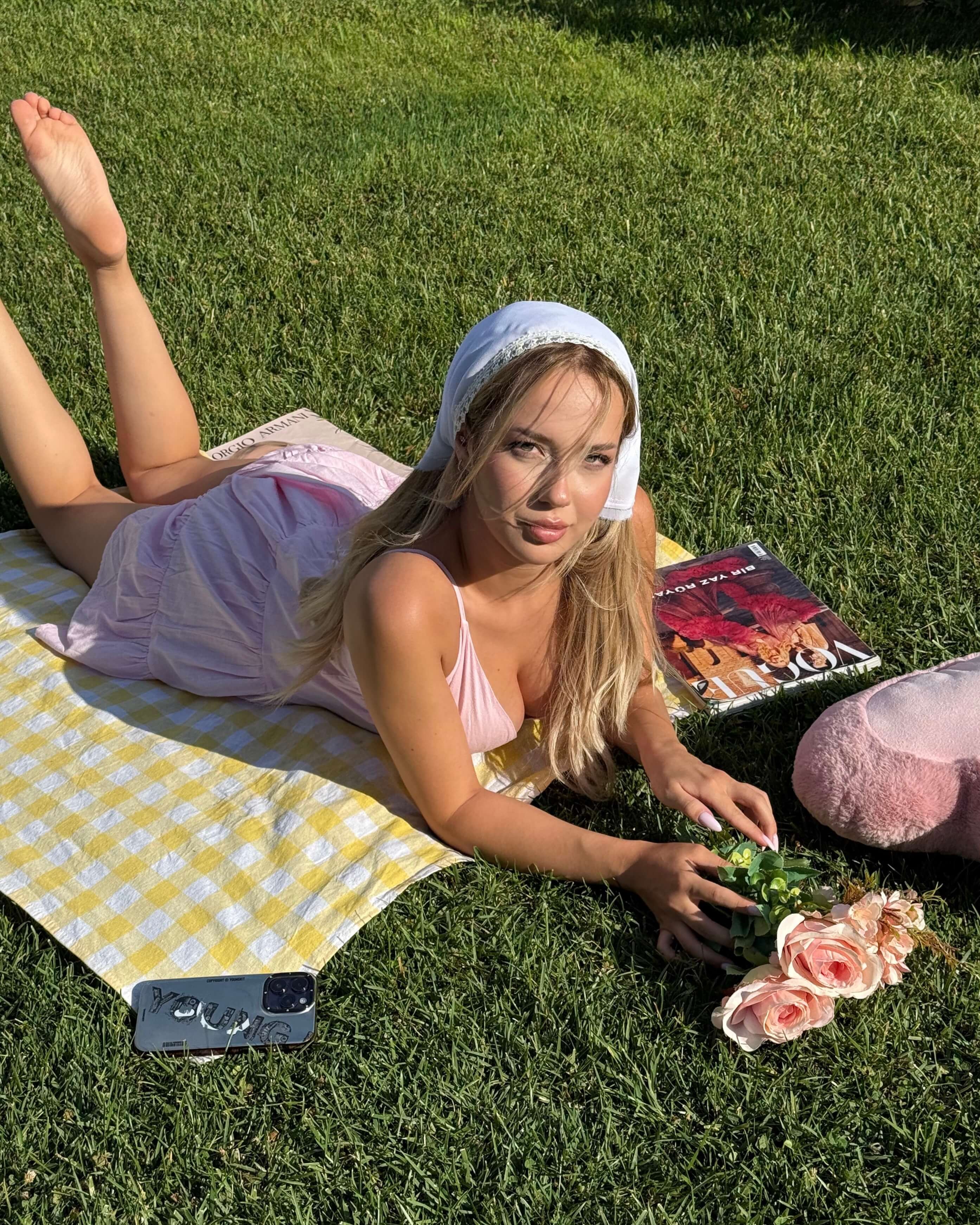 SRUHE PINK ARKASI BAĞCIKLI KETEN ELBİSE