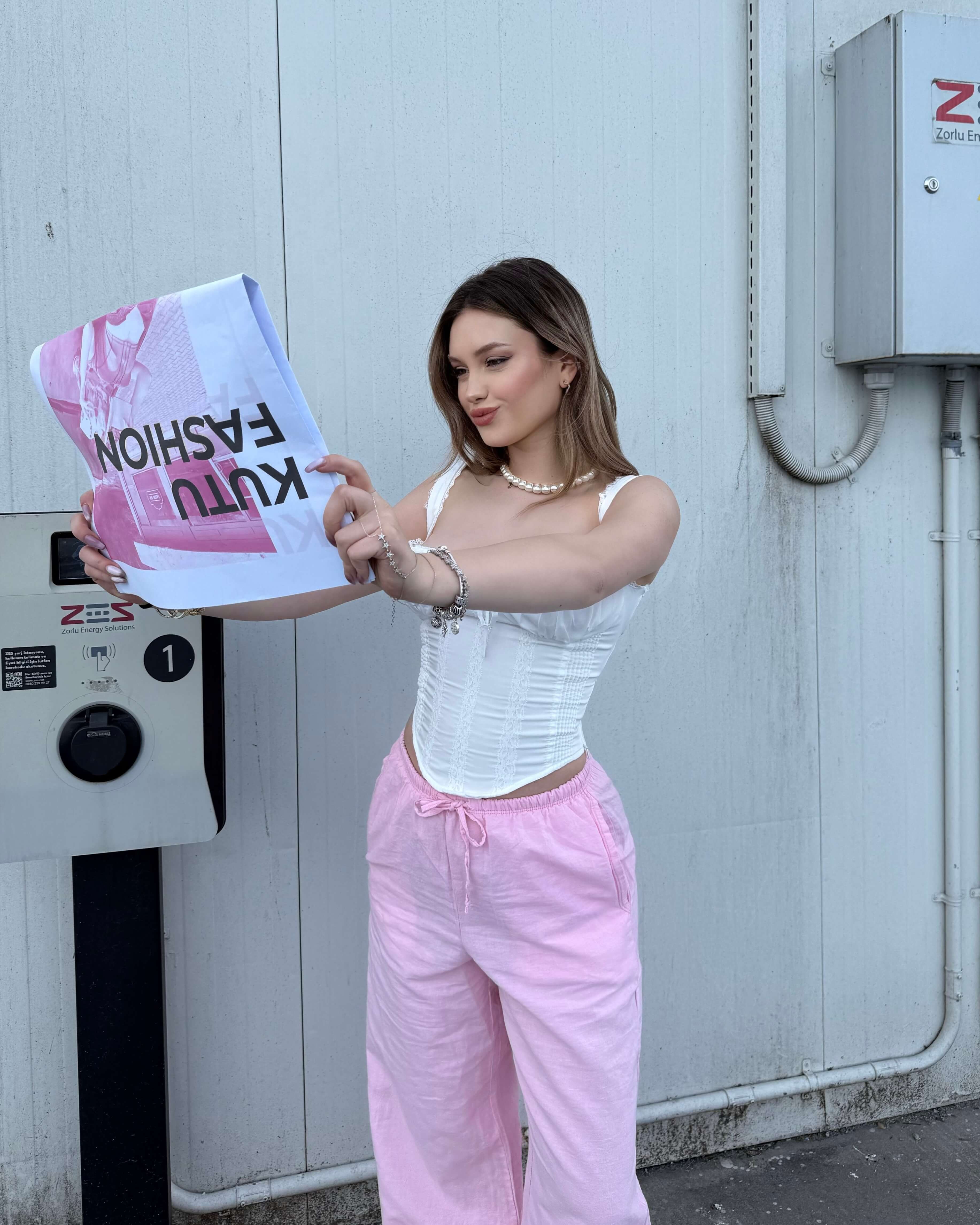 TOLEA PINK KETEN PANTOLON