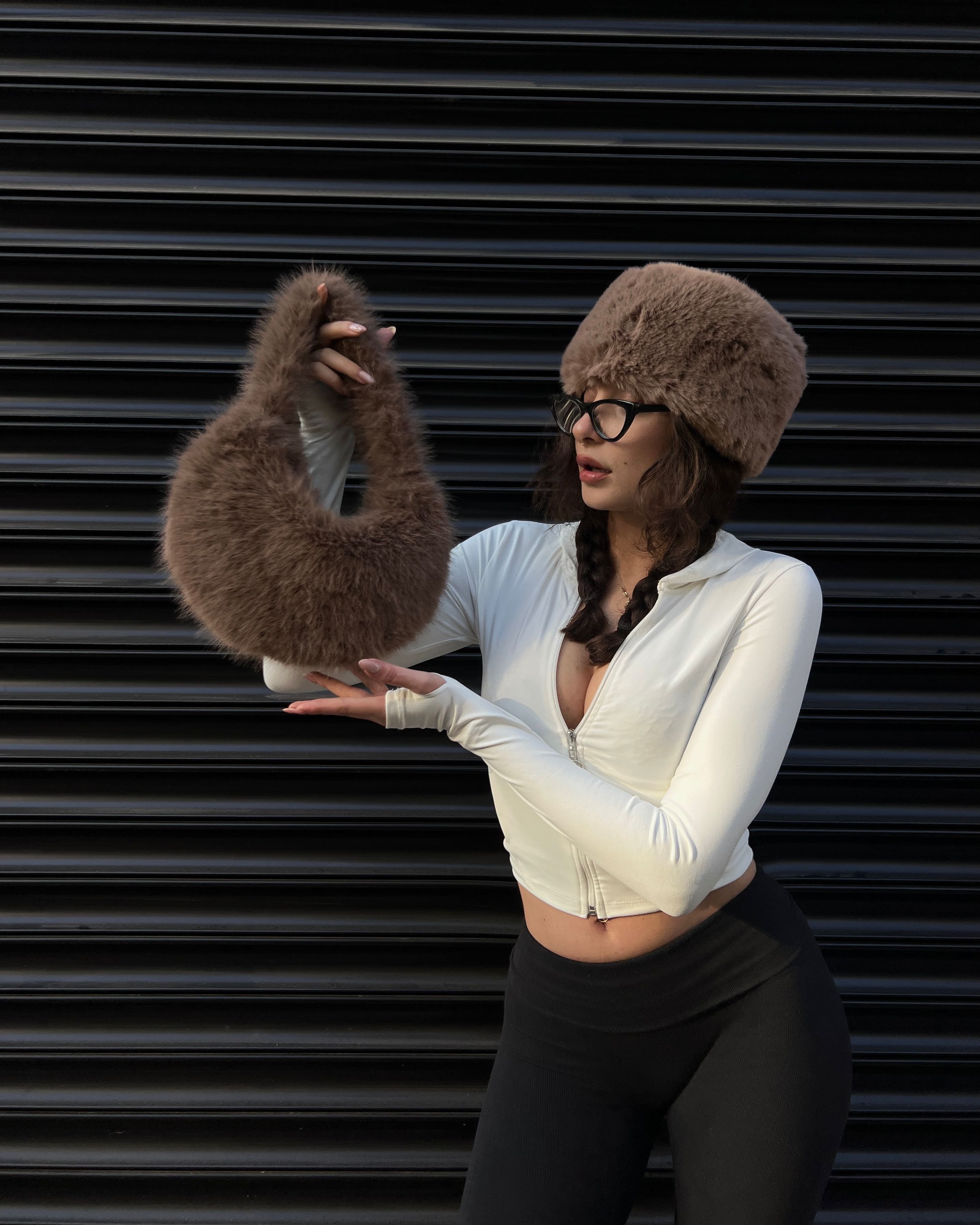 PERCHE BROWN PELUŞ ÇANTA