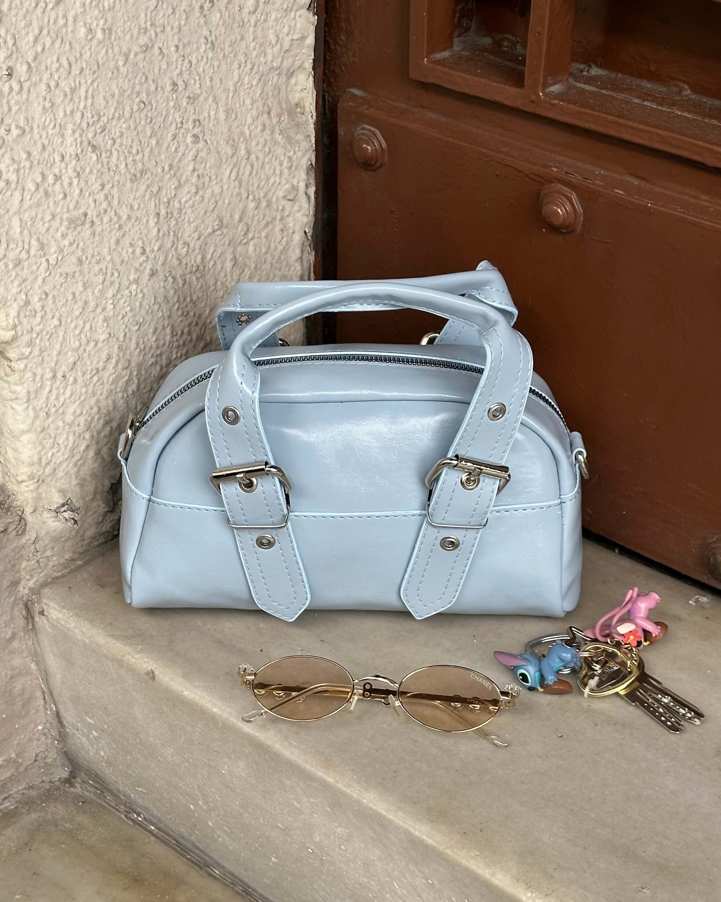 ZWILL POWDER BLUE KEMER DETAYLI EL ÇANTASI