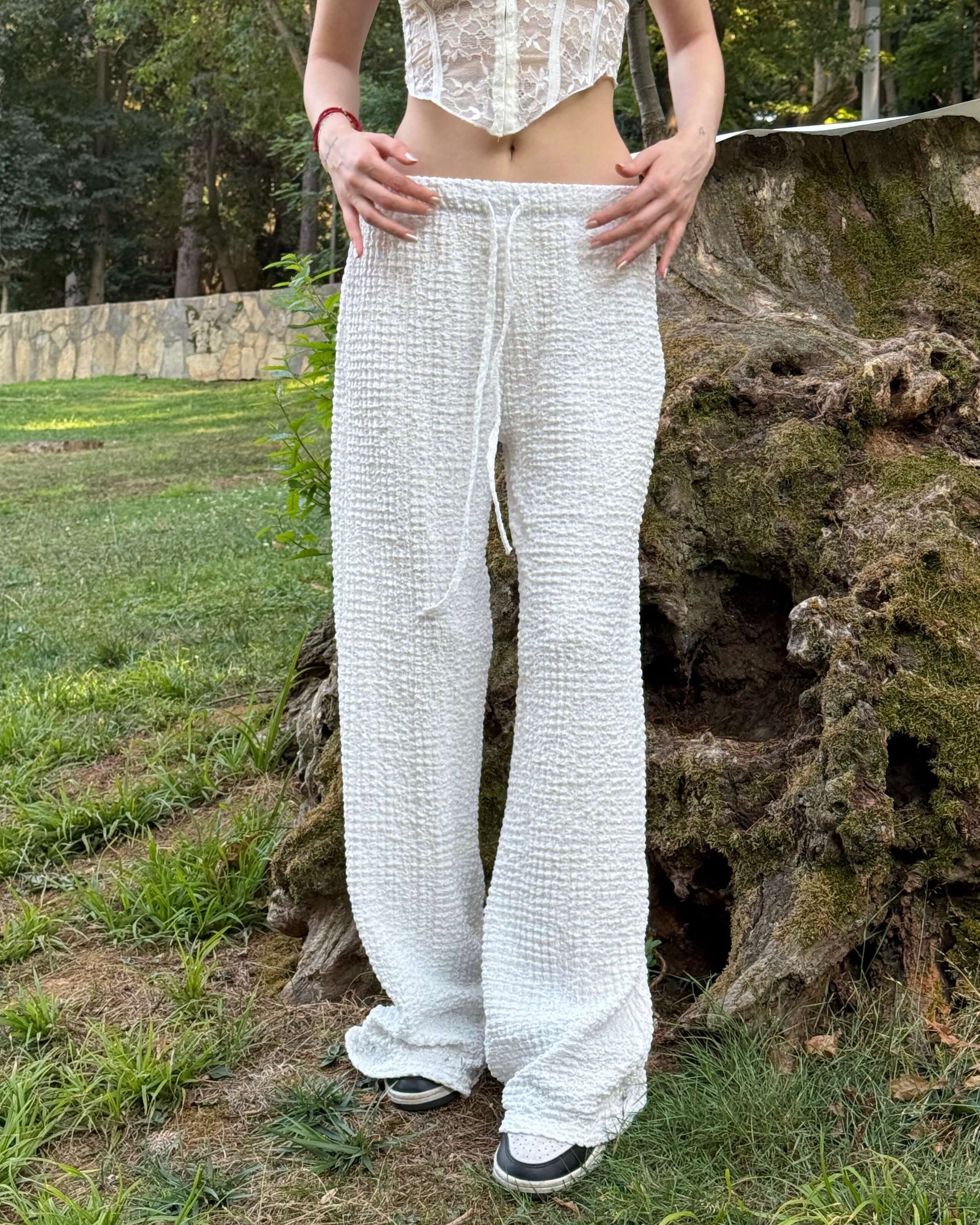 MORENO WHITE GOFRE PANTOLON