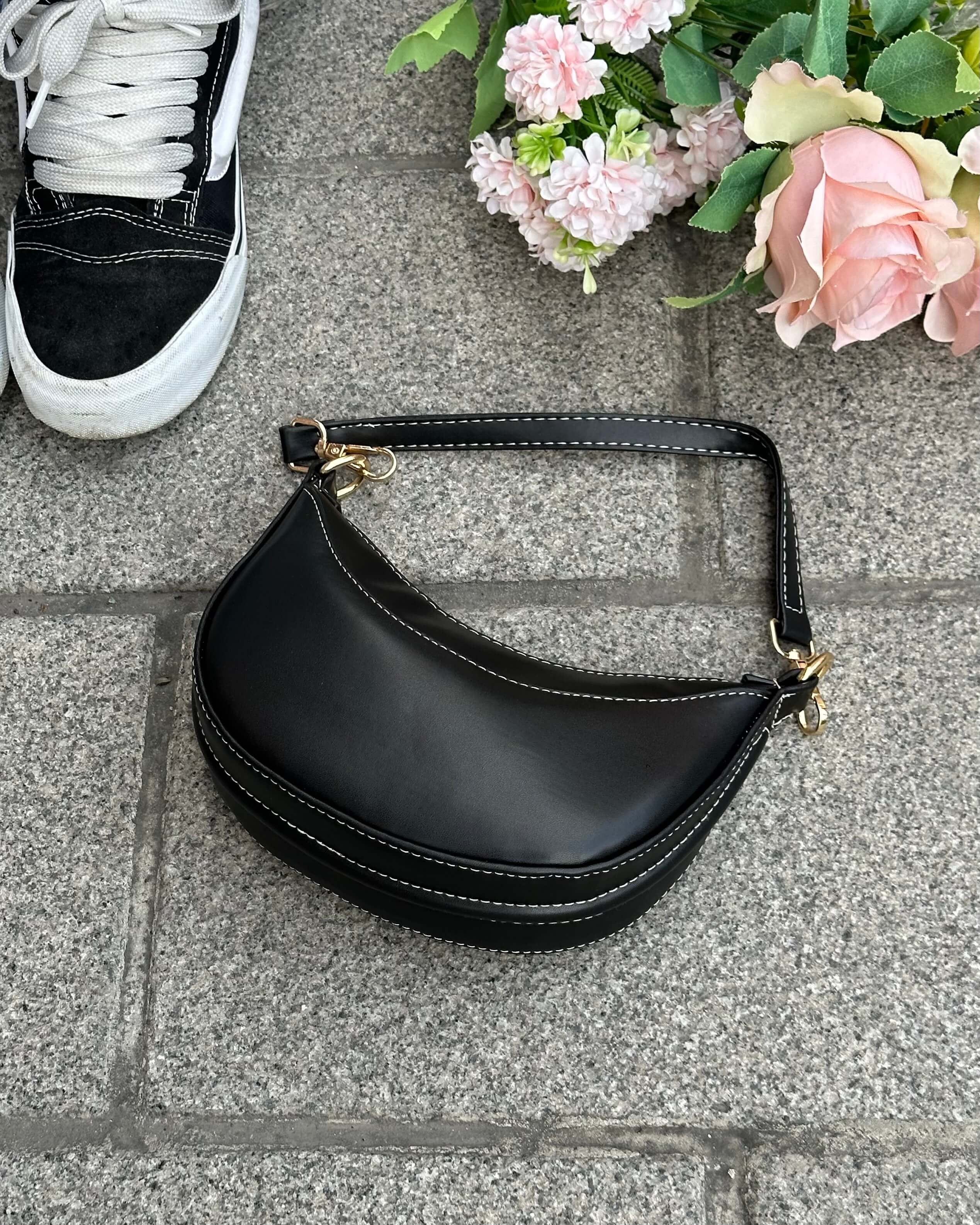 JELENA BLACK ÇİFT DİKİŞ DETAYLI MİNİ EL ÇANTASI