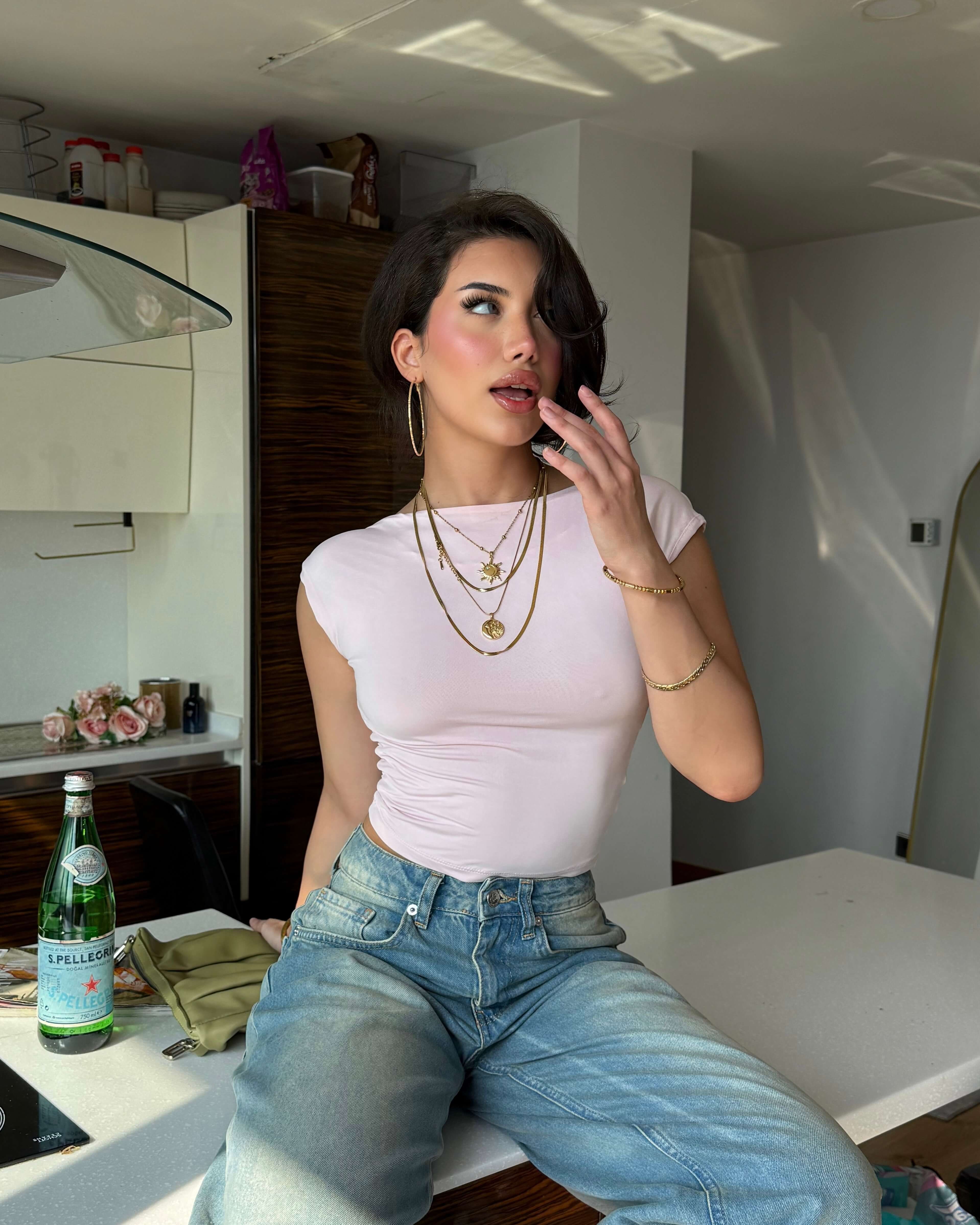 LANDOR POWDER PINK SIRTI AÇIK CROP