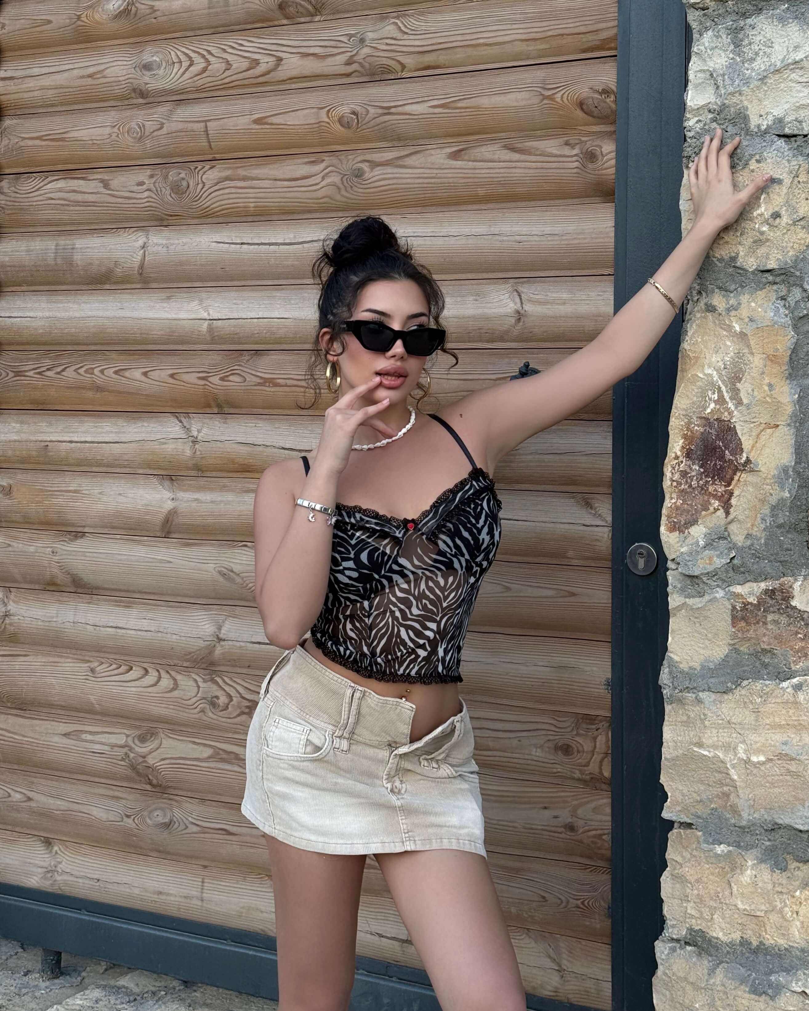 FARELL ZEBRA PATTERNED ASKILI TÜL CROP