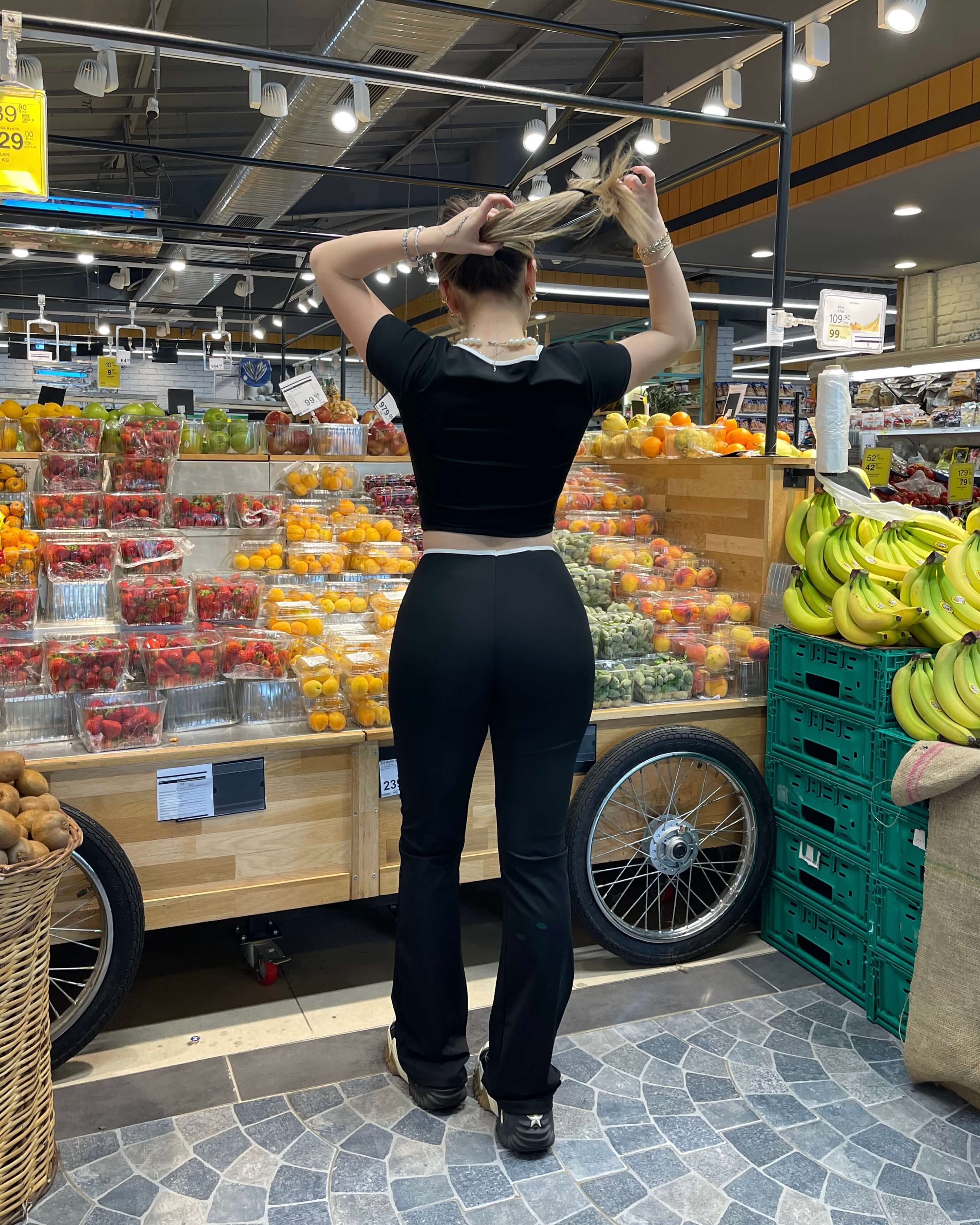 VERONIKA BLACK DALGIÇ BİYELİ CROP  PANTOLON TAKIM