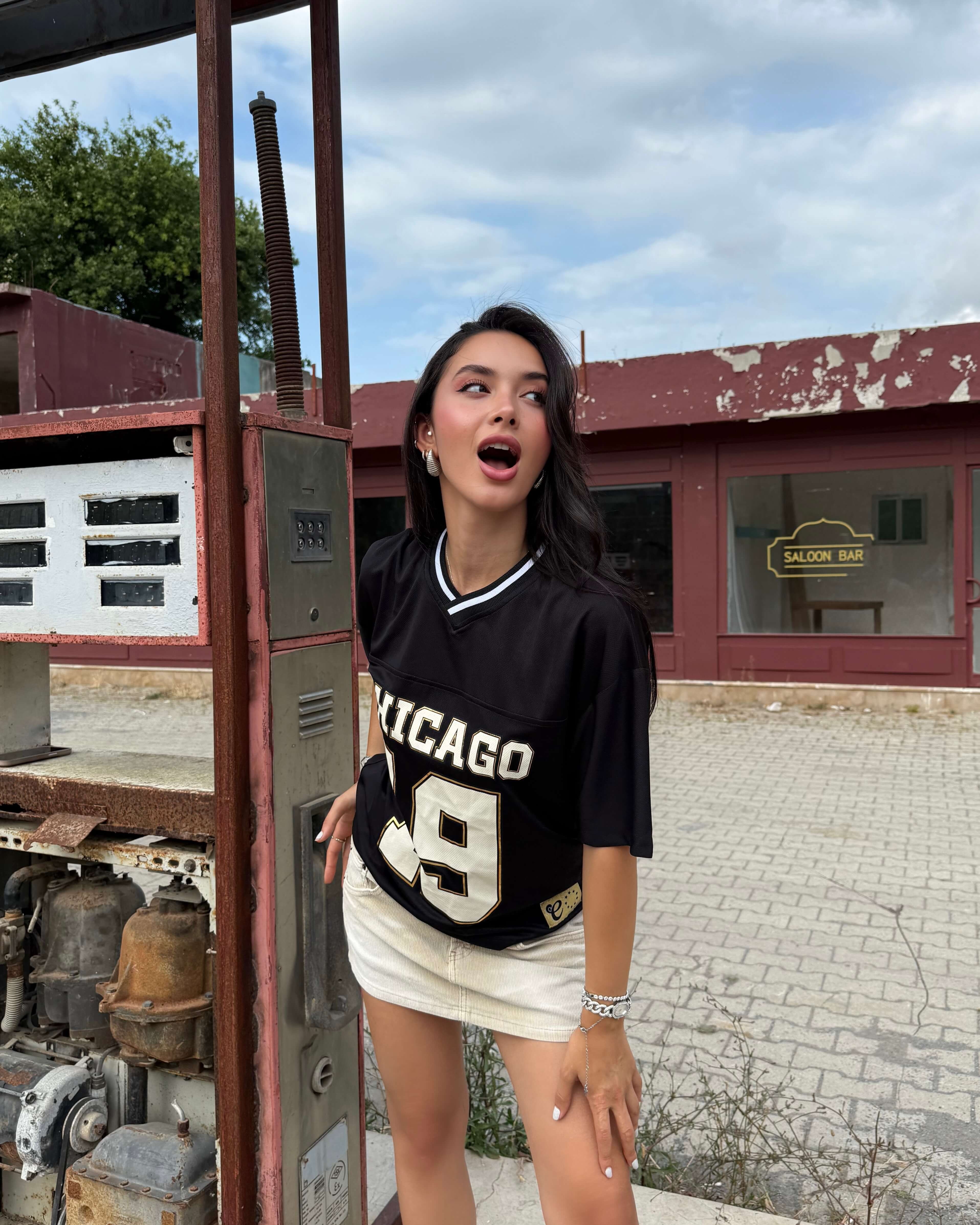 CHİCAGO BLACK OVERSİZE T-SHİRT