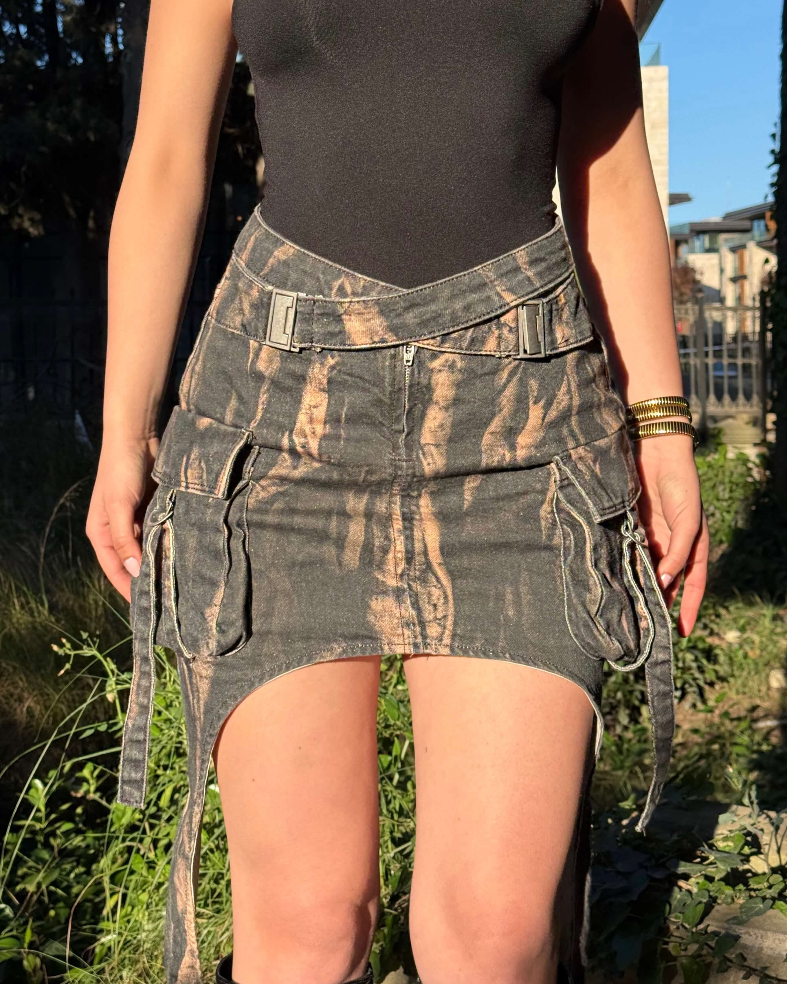 ERIKA SMOKED YIKAMA KEMERLİ KARGO ETEK