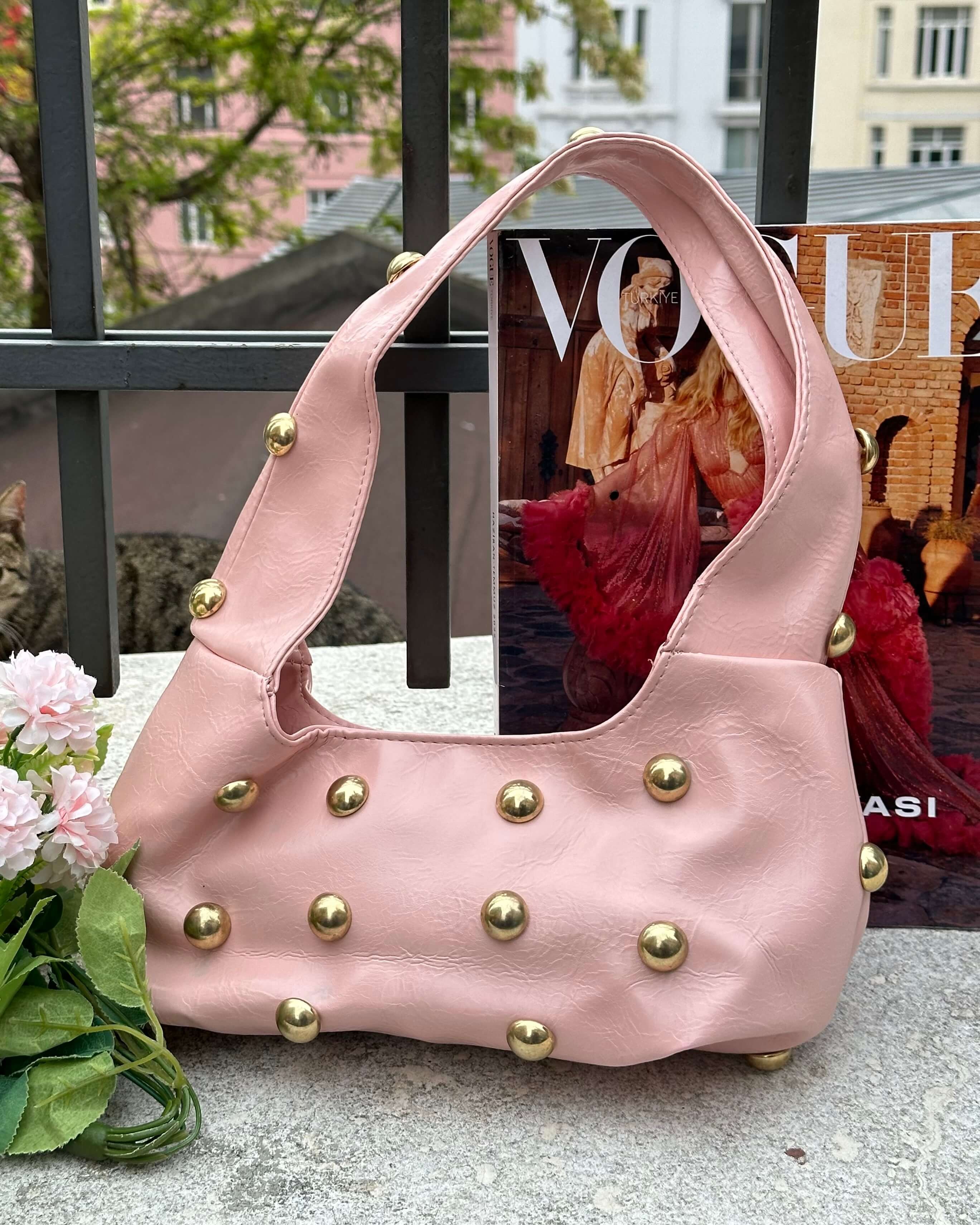 ALYCIA POWDER PINK ZIMBALI KOL ÇANTASI