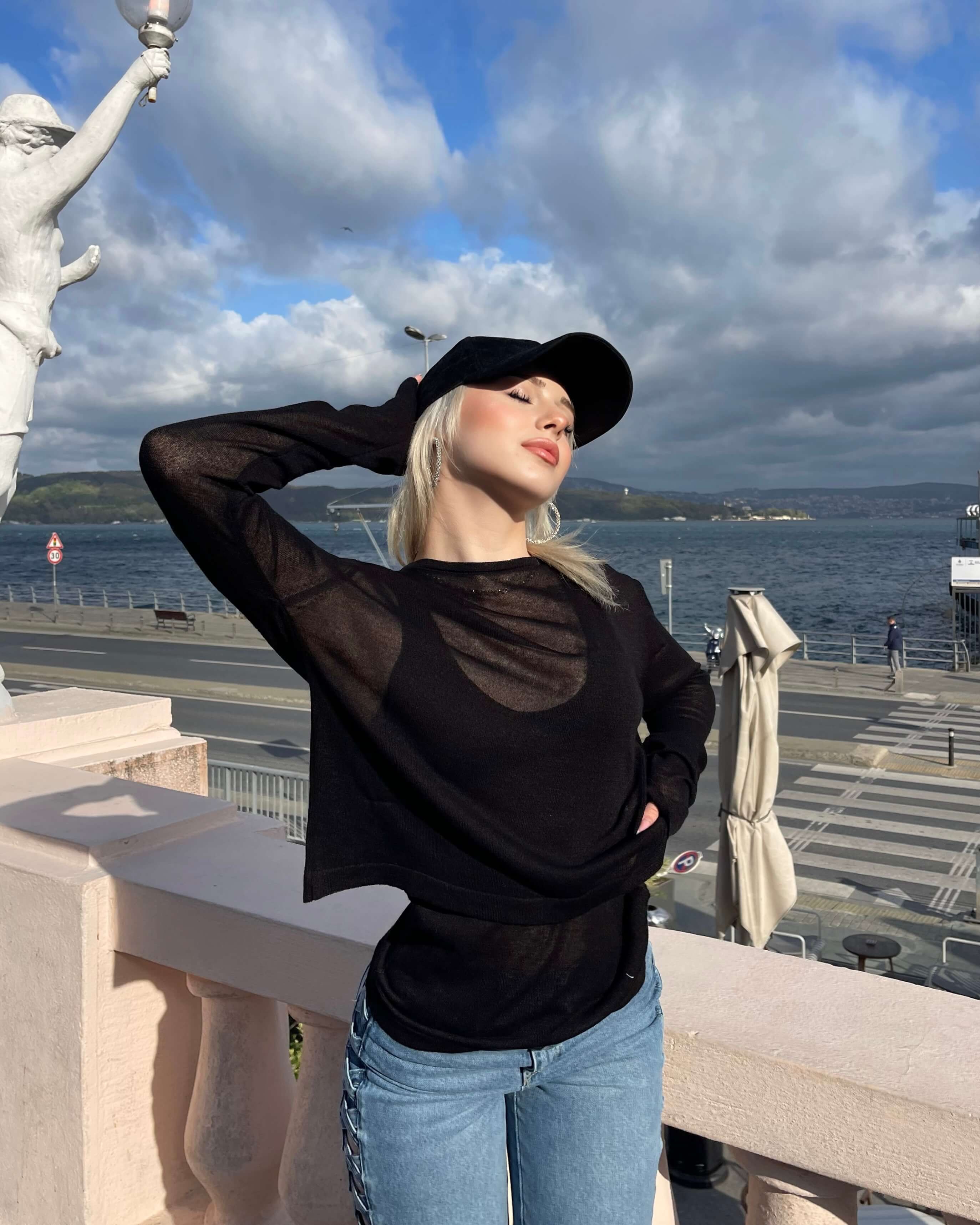 REDAIN BLACK ASKILI TRİKO BLUZ ATLET TAKIM