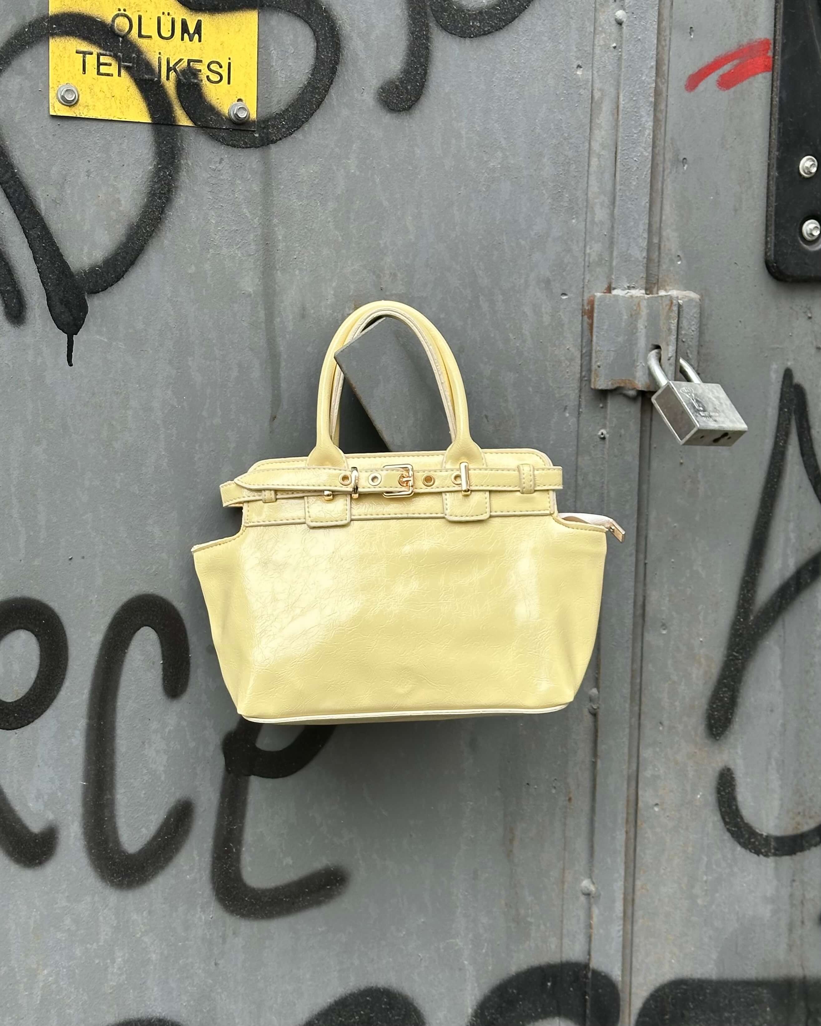 KRAUSE POWDER YELLOW ÇİFT KEMER DETAYLI KOL ÇANTASI