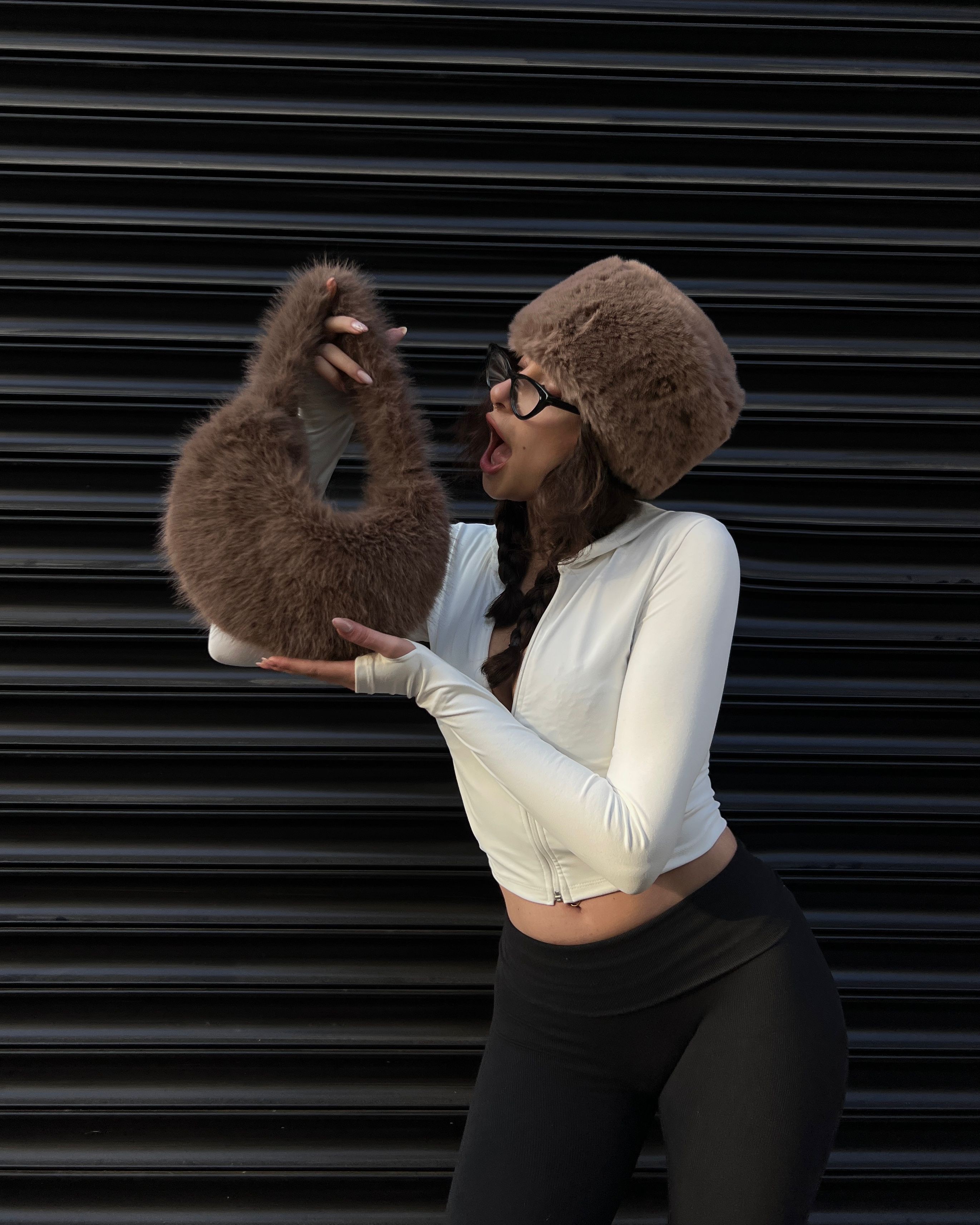 PERCHE BROWN PELUŞ ÇANTA