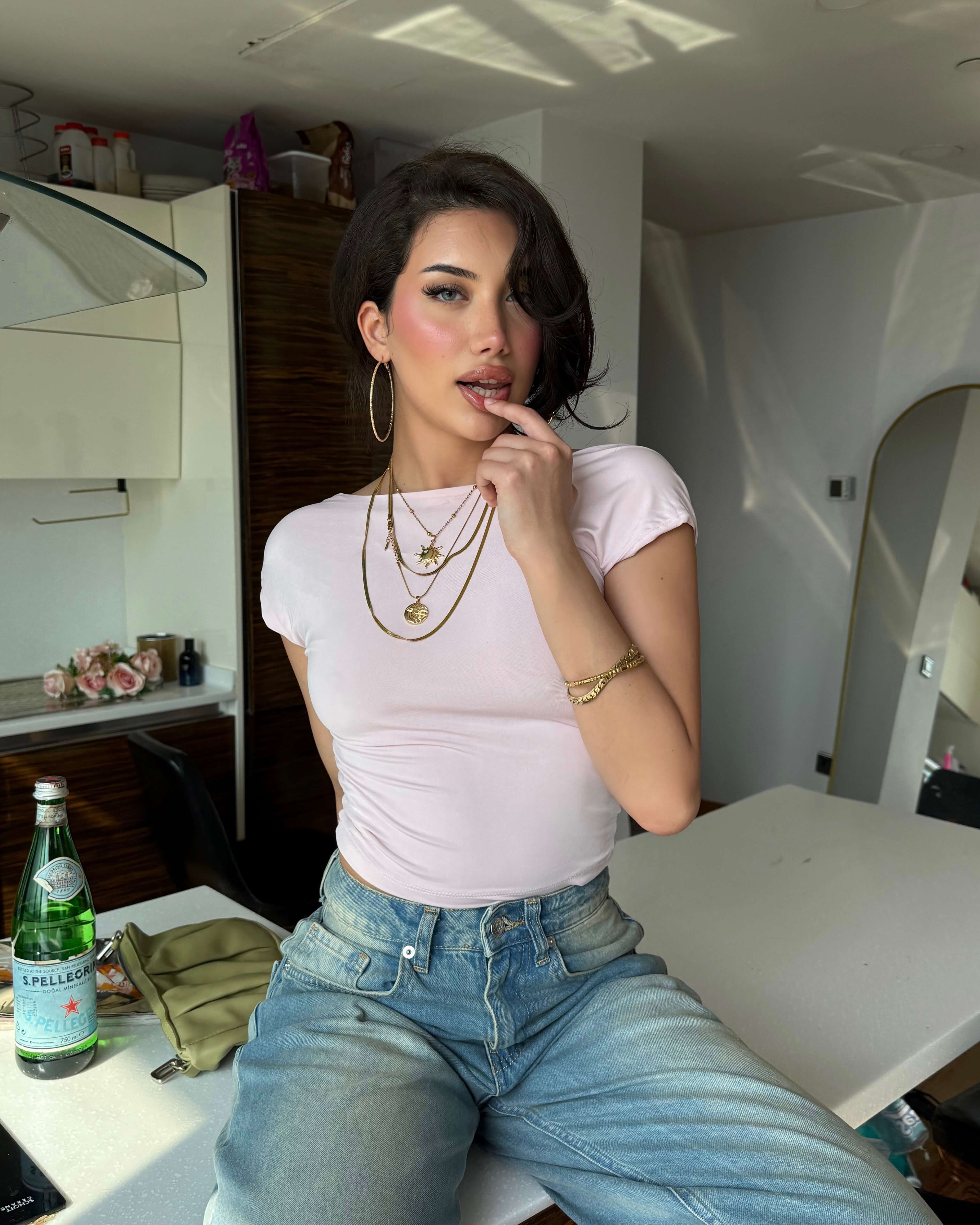 LANDOR POWDER PINK SIRTI AÇIK CROP