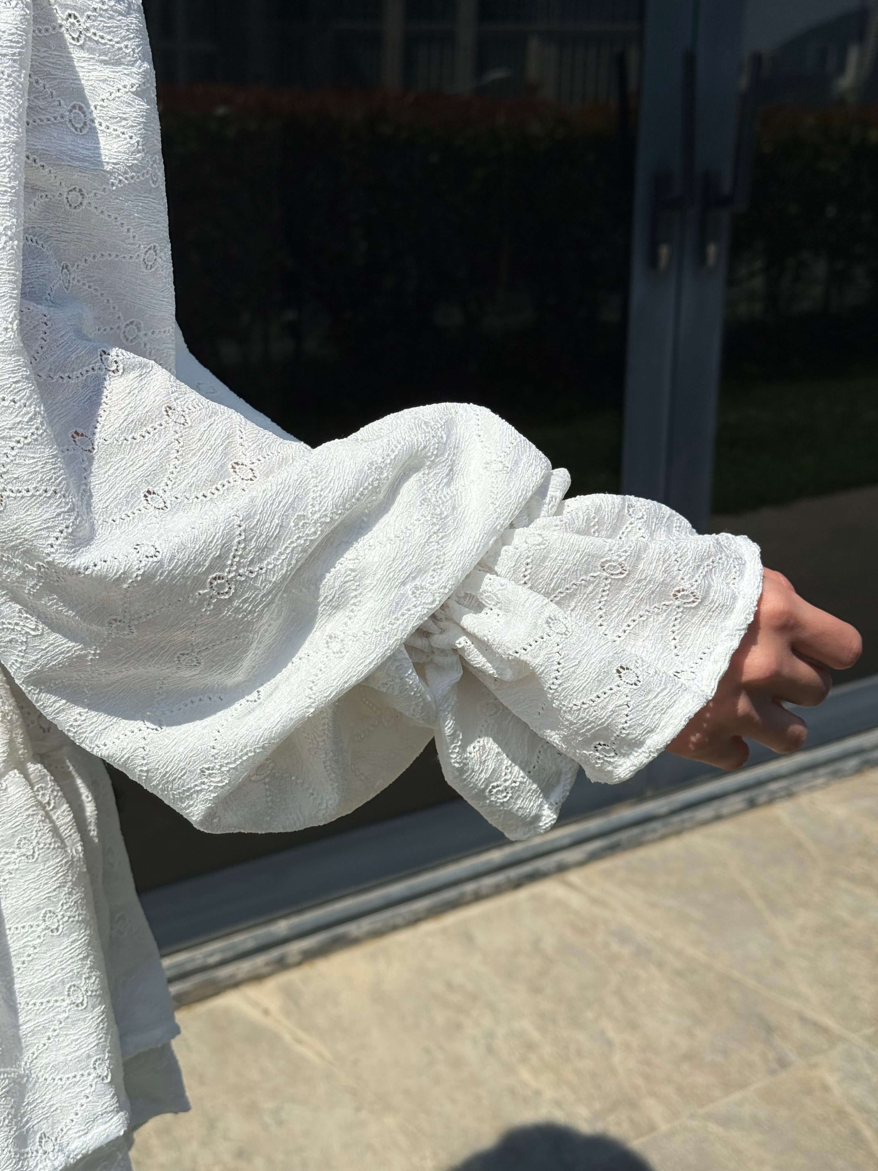 RUFFES WHİTE GÜPÜRLÜ CROP ETEK TAKIM 