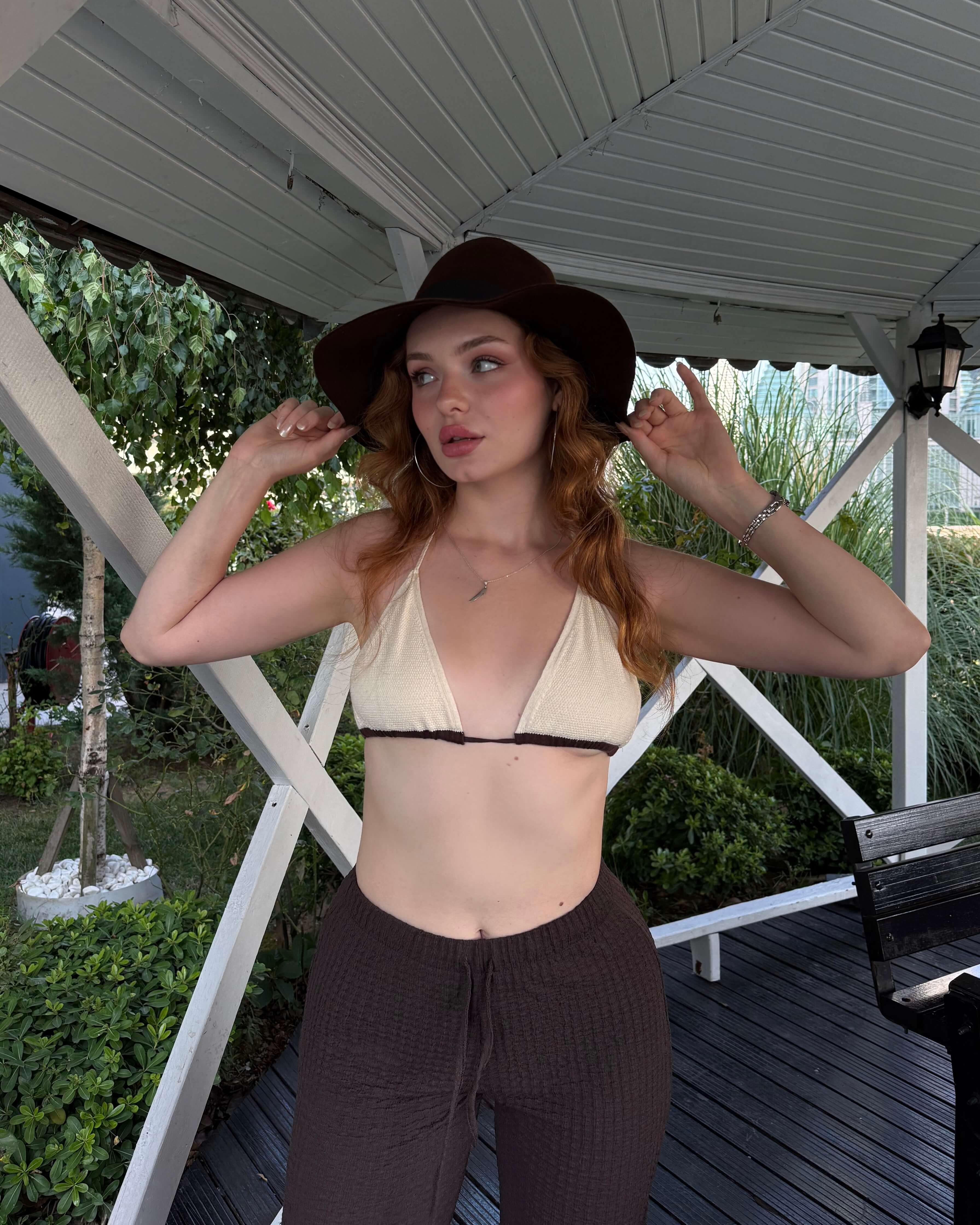 KALIA BEIGE ÇİZGİLİ TRIKO TOP