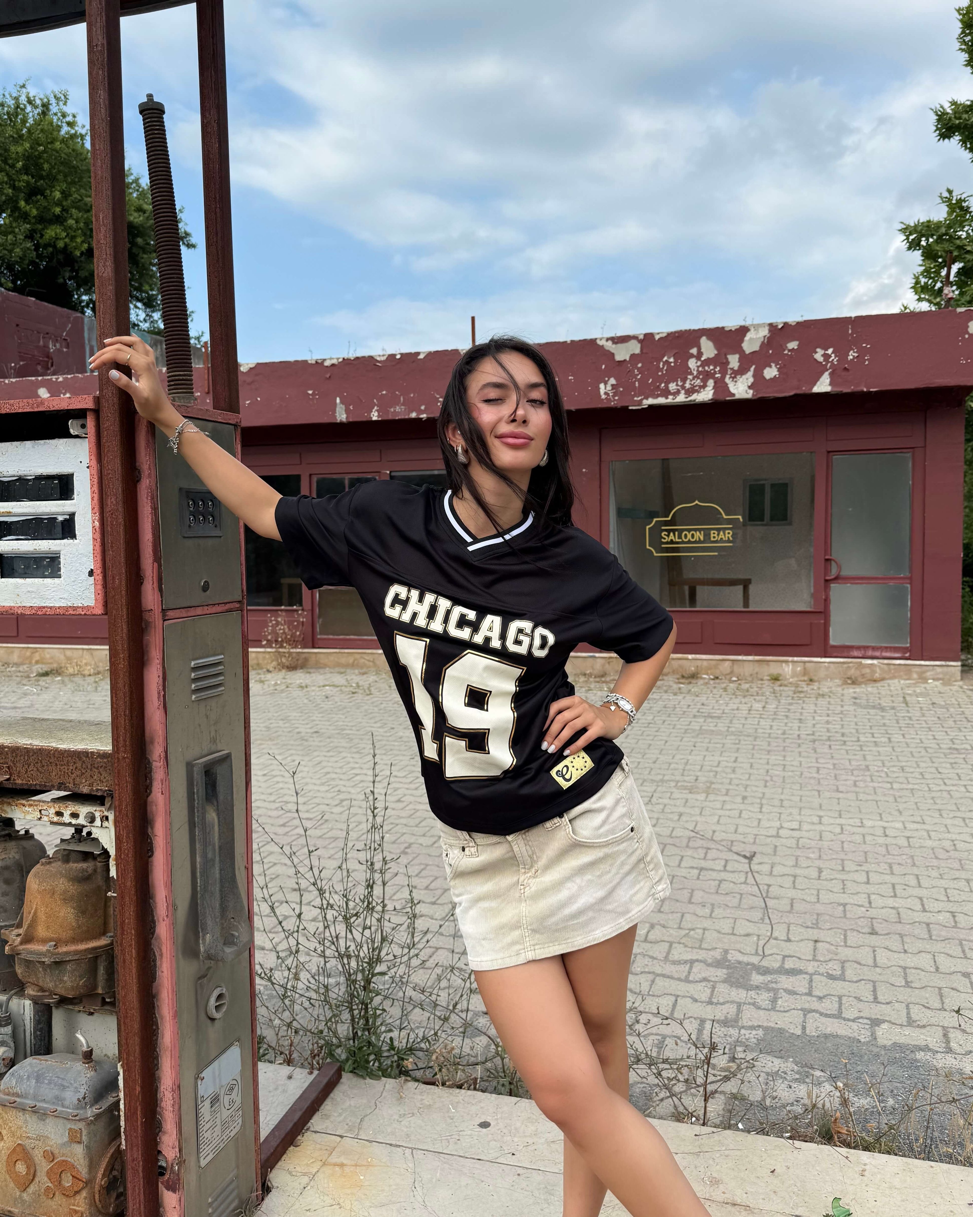 CHİCAGO BLACK OVERSİZE T-SHİRT