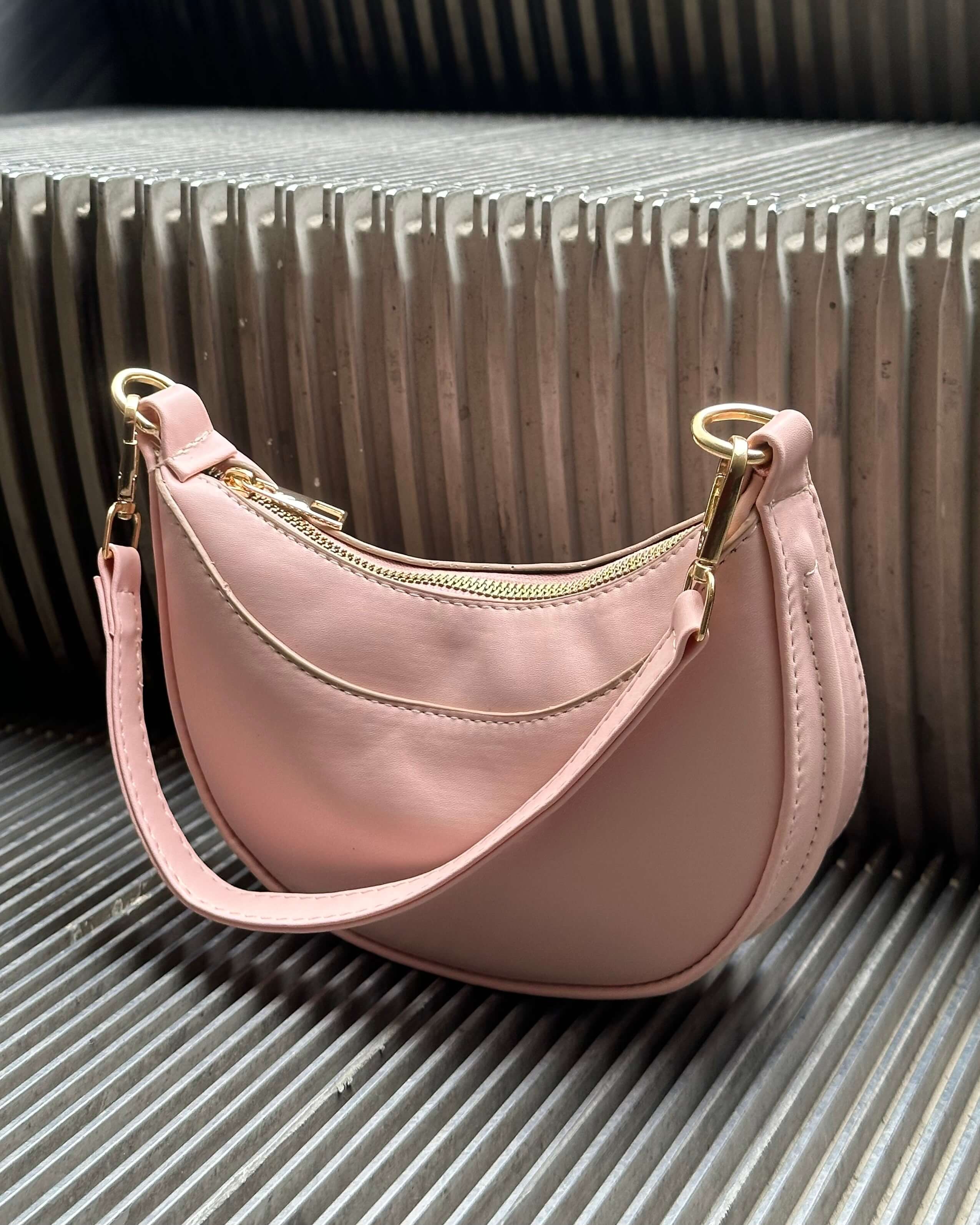 JELENA POWDER PINK ÇİFT DİKİŞ DETAYLI MİNİ EL ÇANTASI