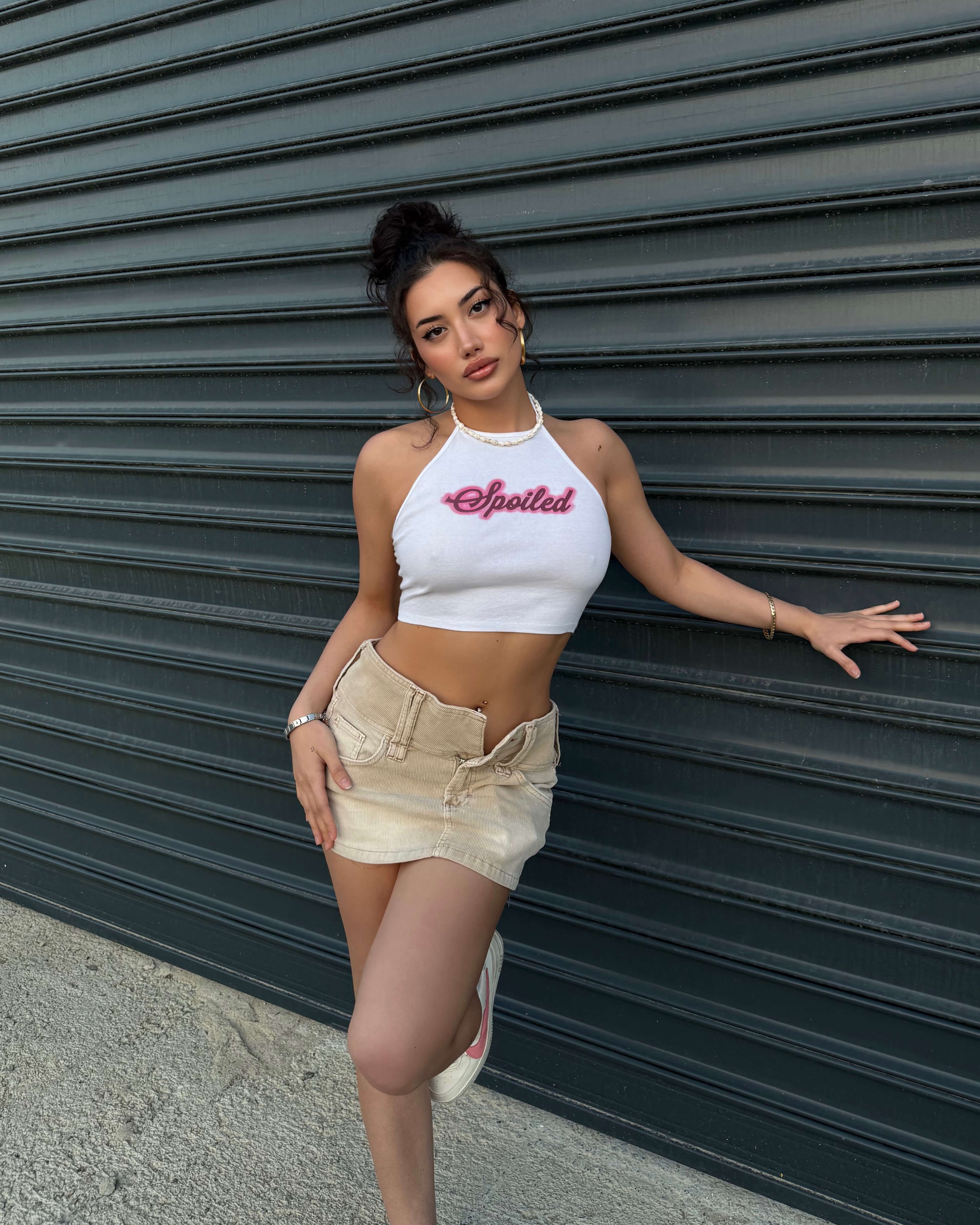 SPOİLED WHİTE BAĞLAMALI CROP 