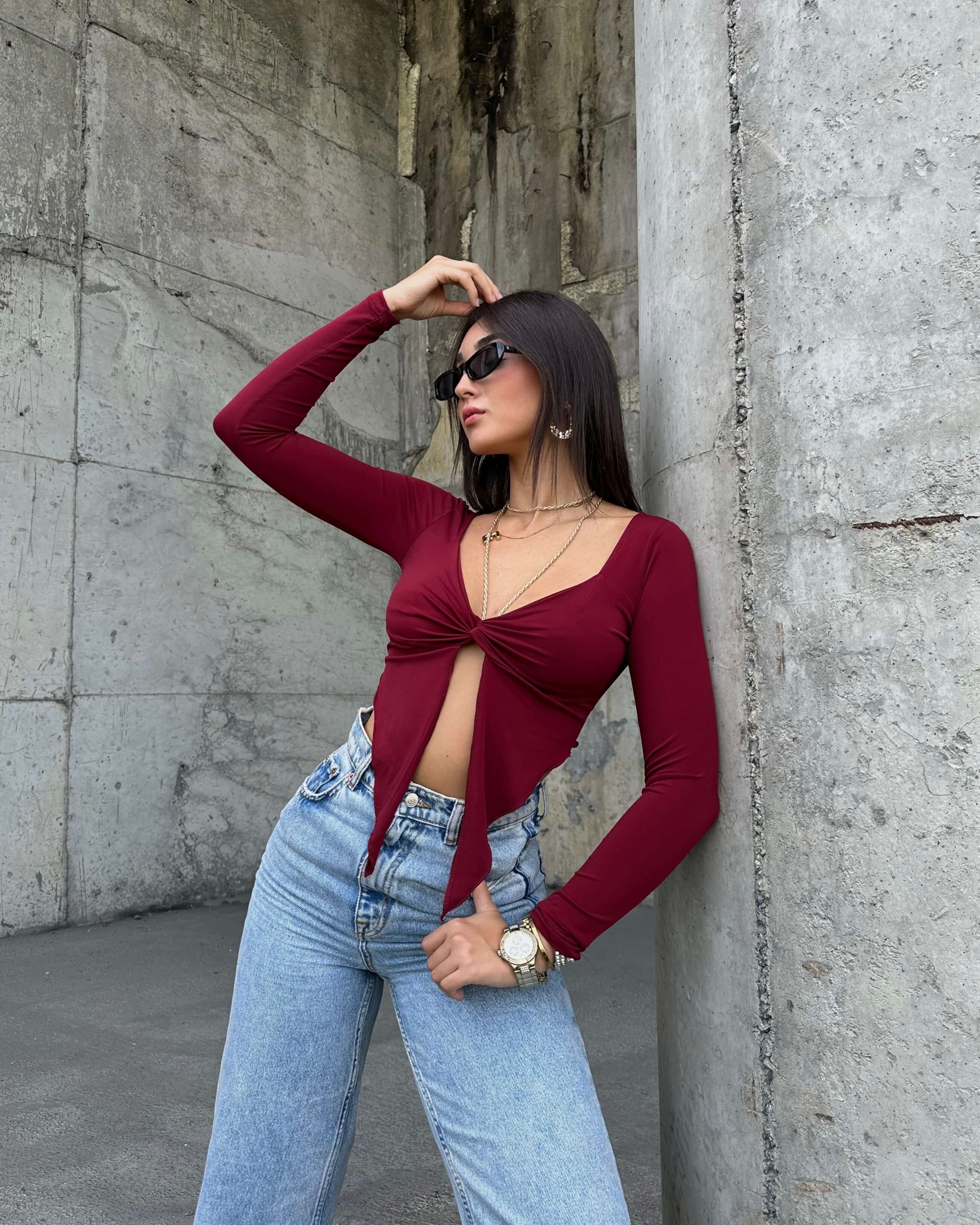 BREEZE CLARET RED UZUN KOLLU CROP