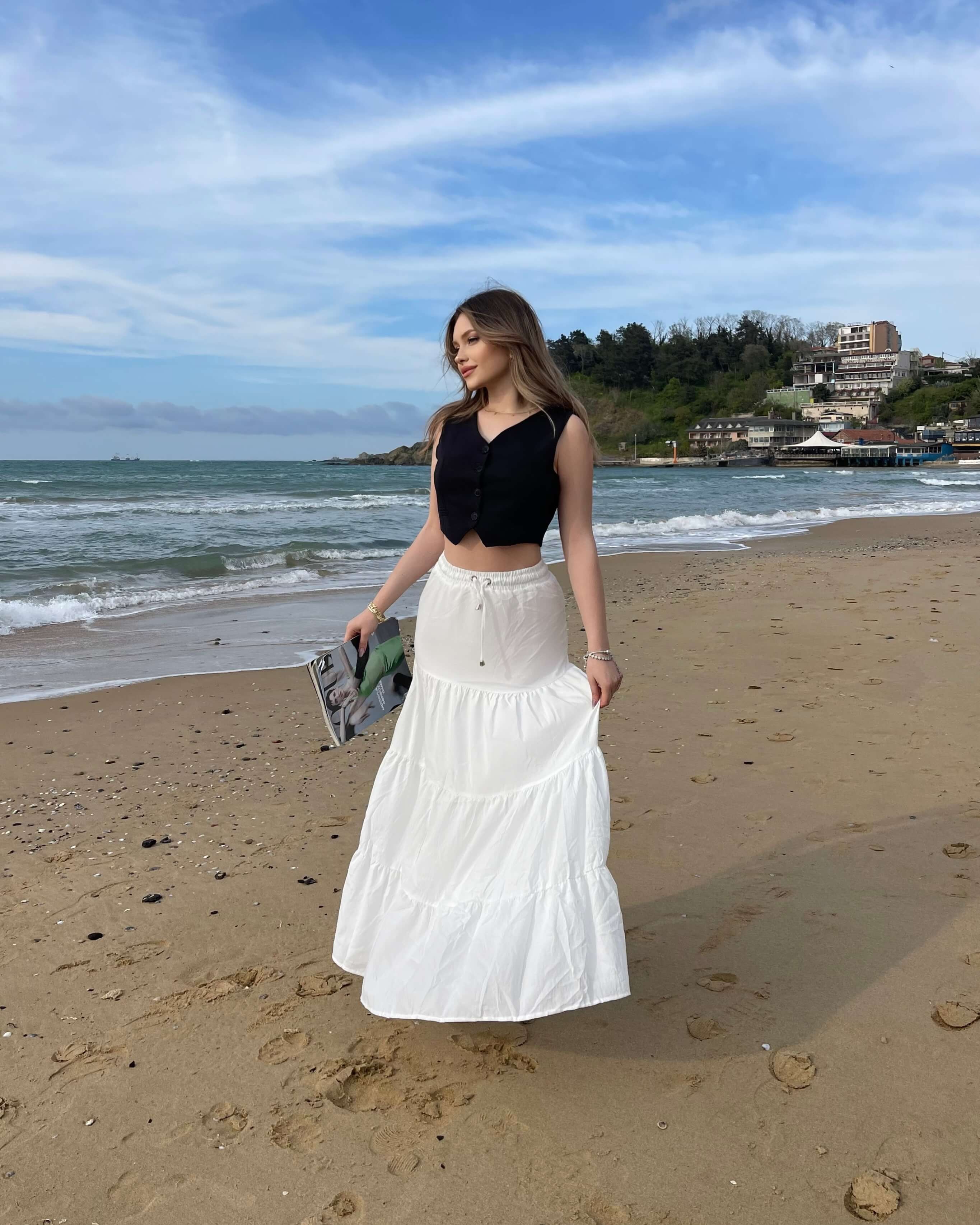 TURBIA WHITE BAĞCIKLI UZUN ETEK