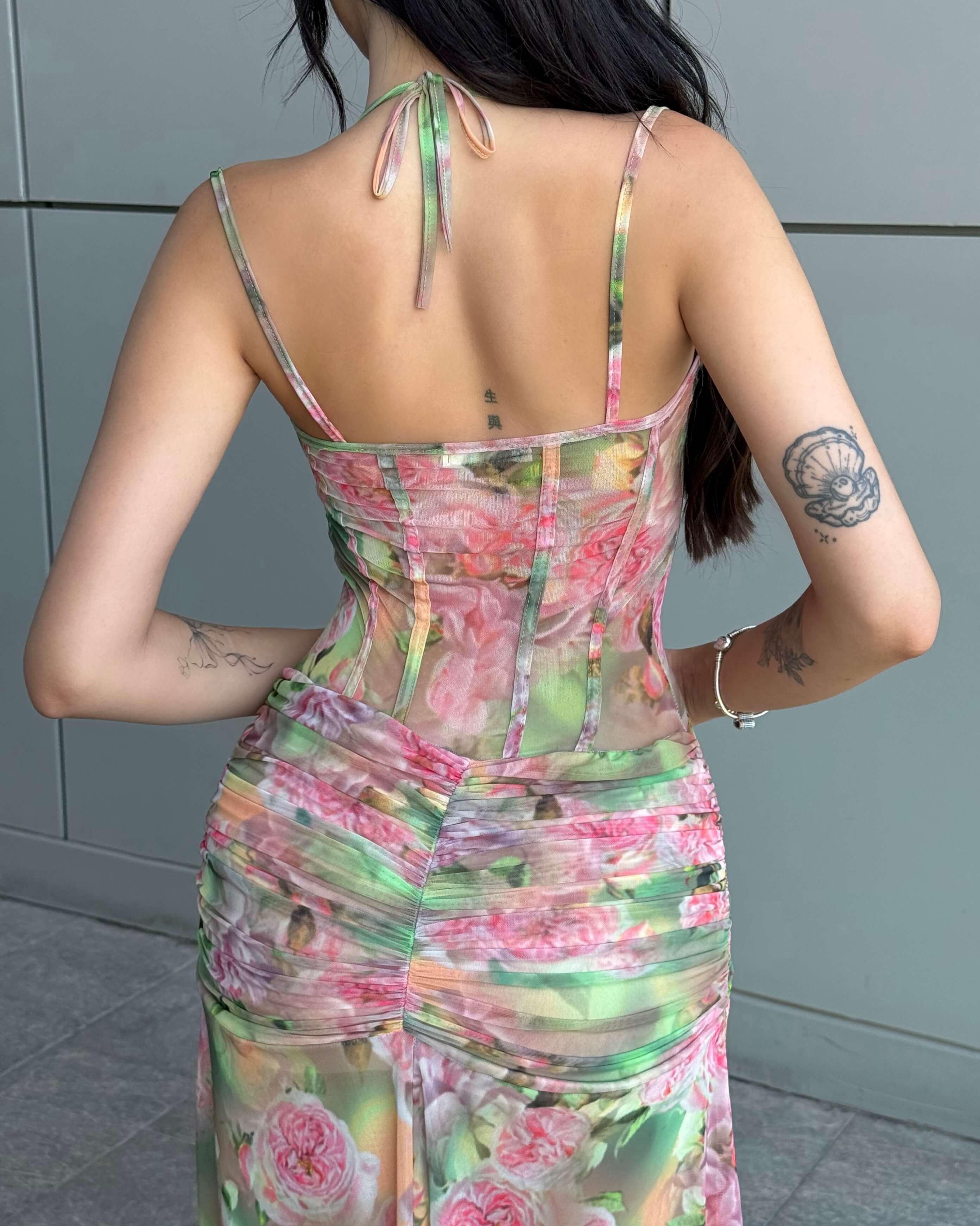 SOLFERA FLOWERING DESENLİ TÜL ELBİSE 