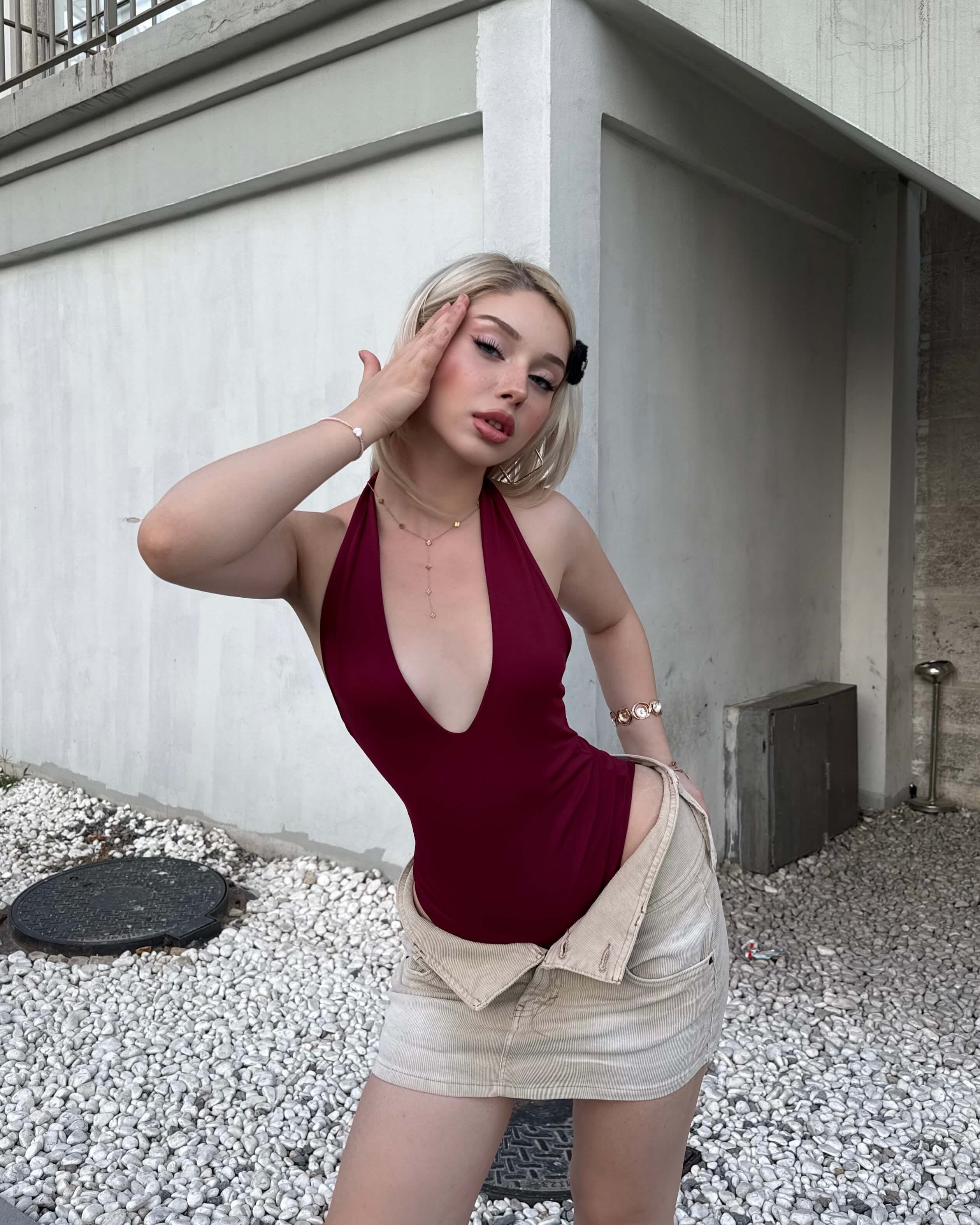NOIMA CLARET RED BOYUNDAN GEÇİRMELİ BODYSUIT