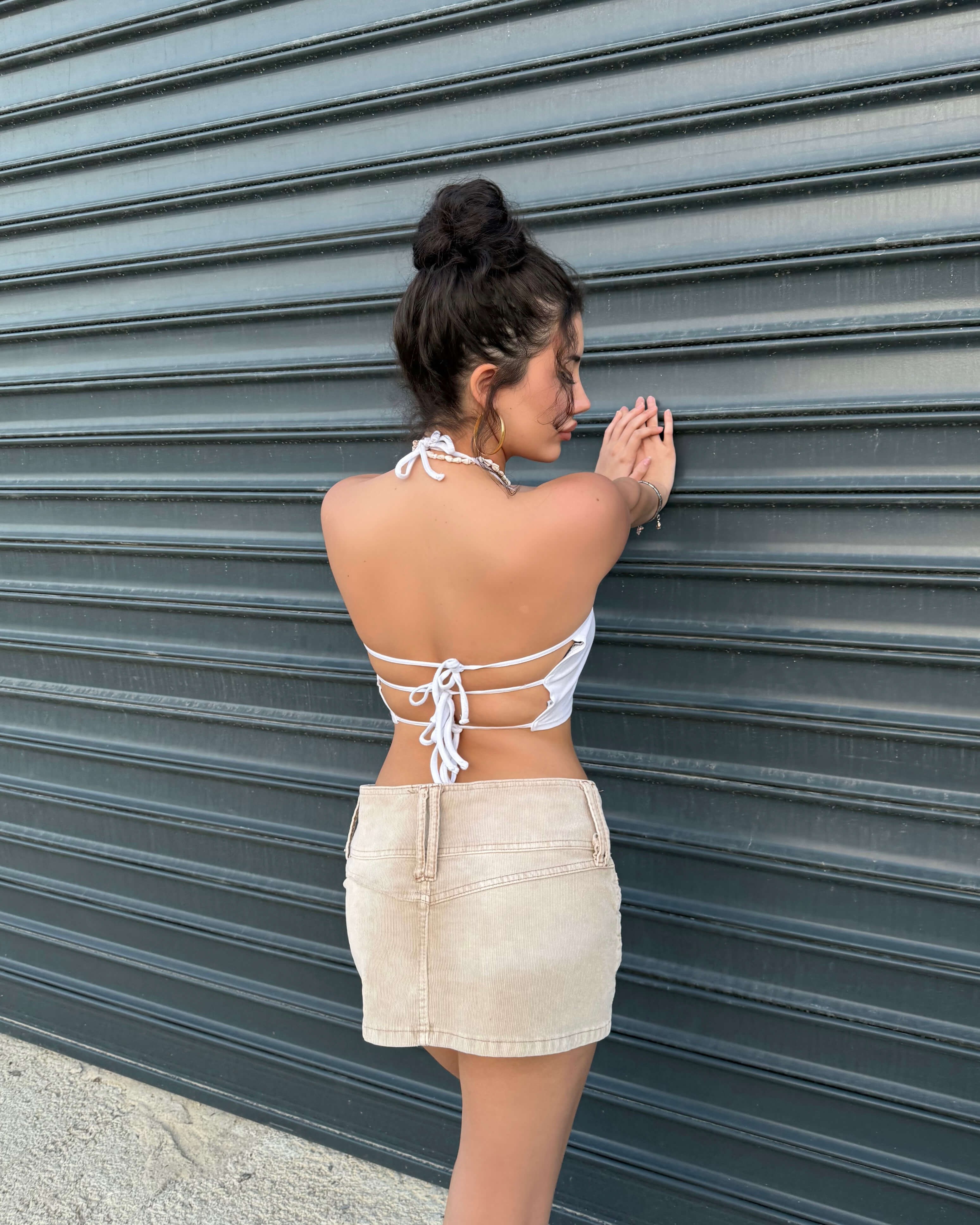 SPOİLED WHİTE BAĞLAMALI CROP 