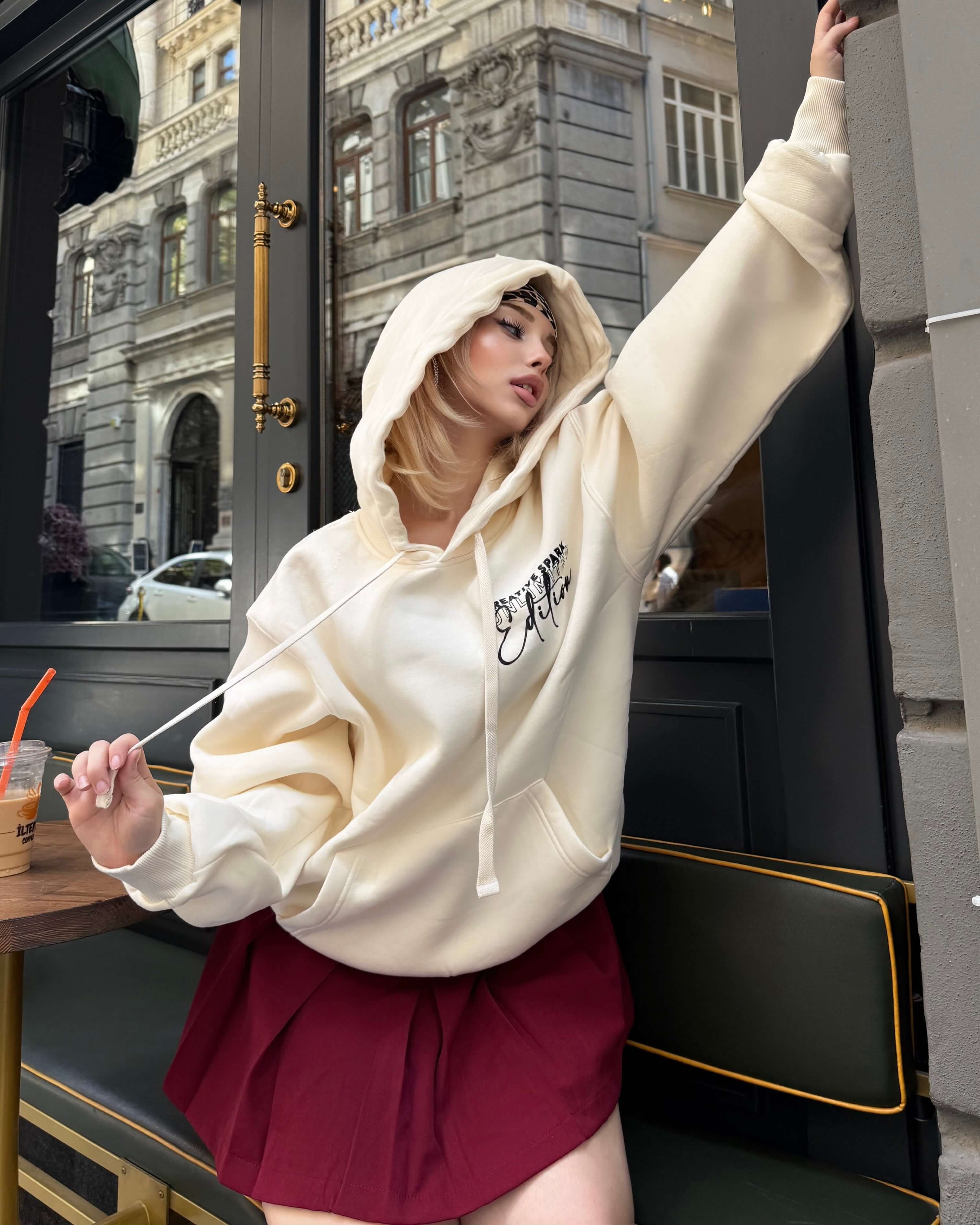 EMMA BEİGE YAZI DETAYLI SWEATSHİRT 