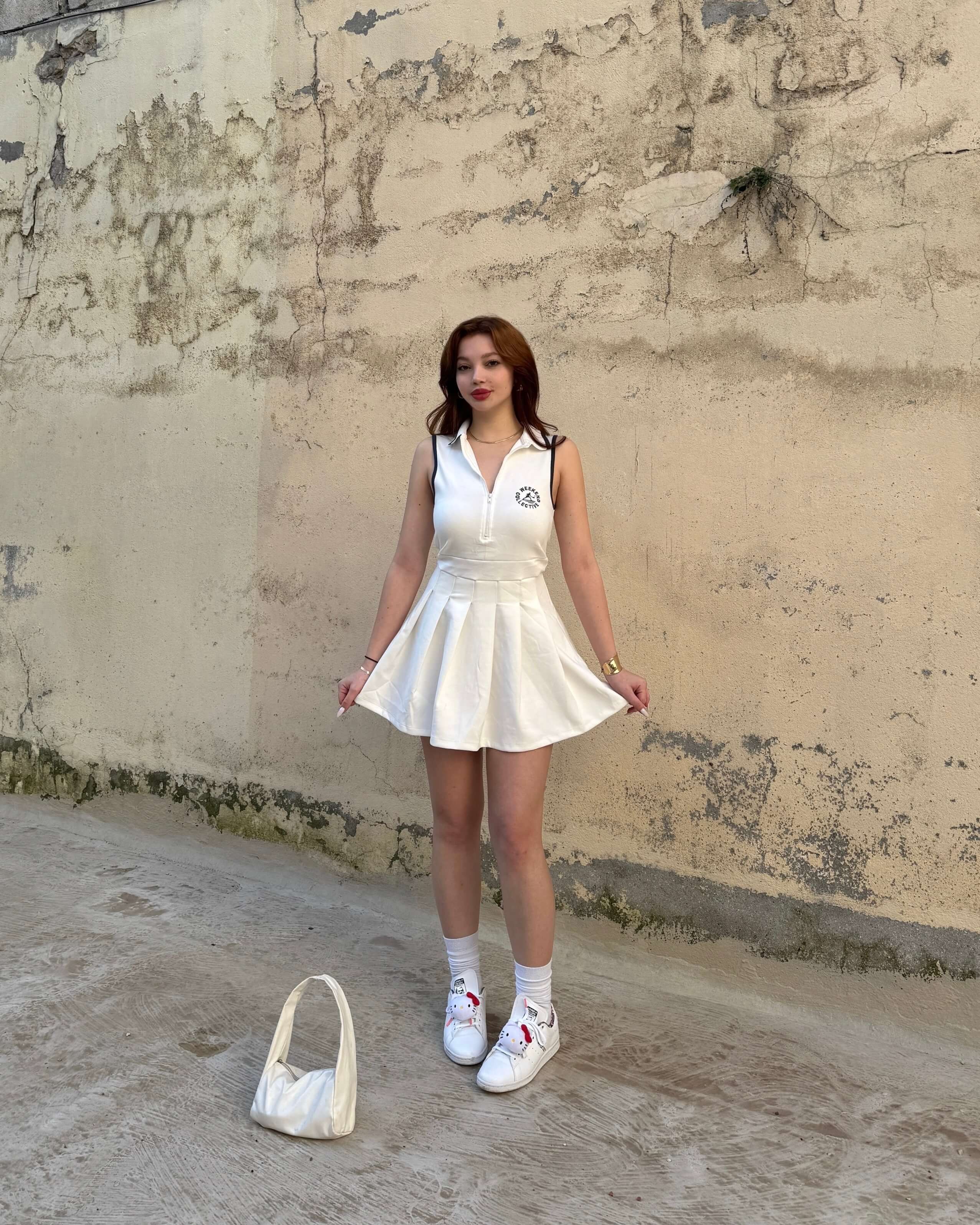 ANNY WHITE POLO YAKA TENİS ELBİSE