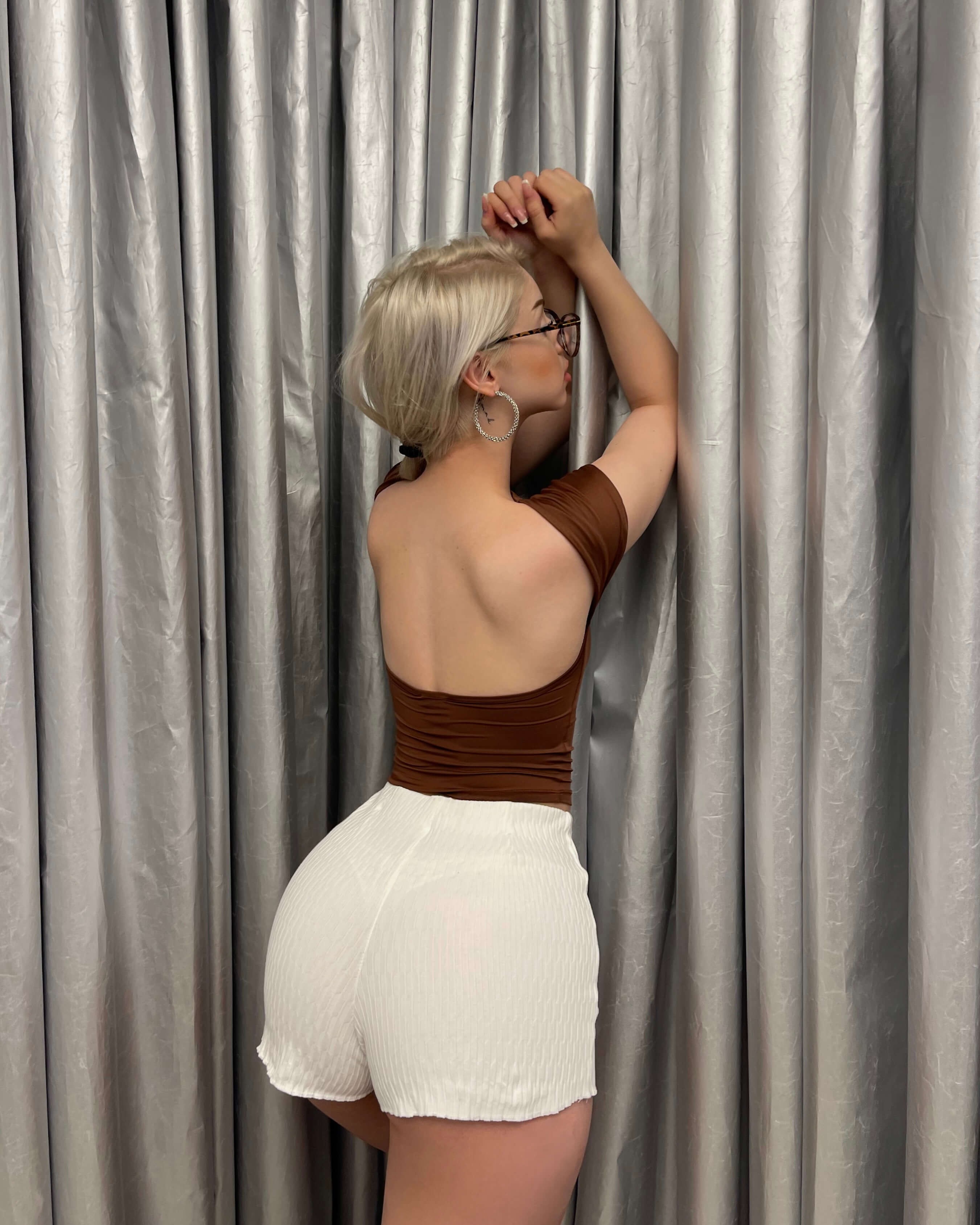 LANDOR BROWN SIRTI AÇIK CROP