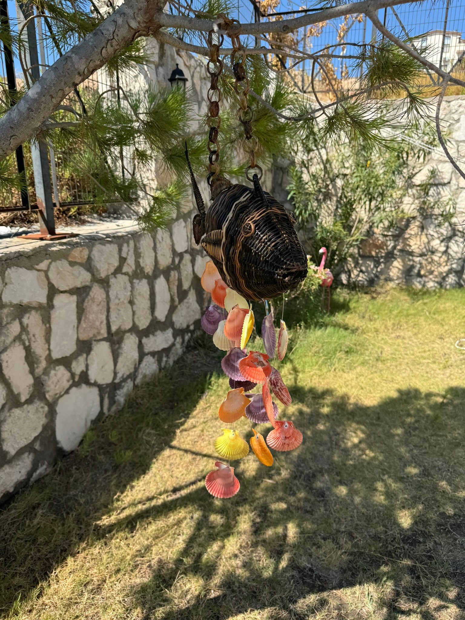 Hasır Bambu Örgü Balık Deniz Kabuklu Rüzgar Çanı