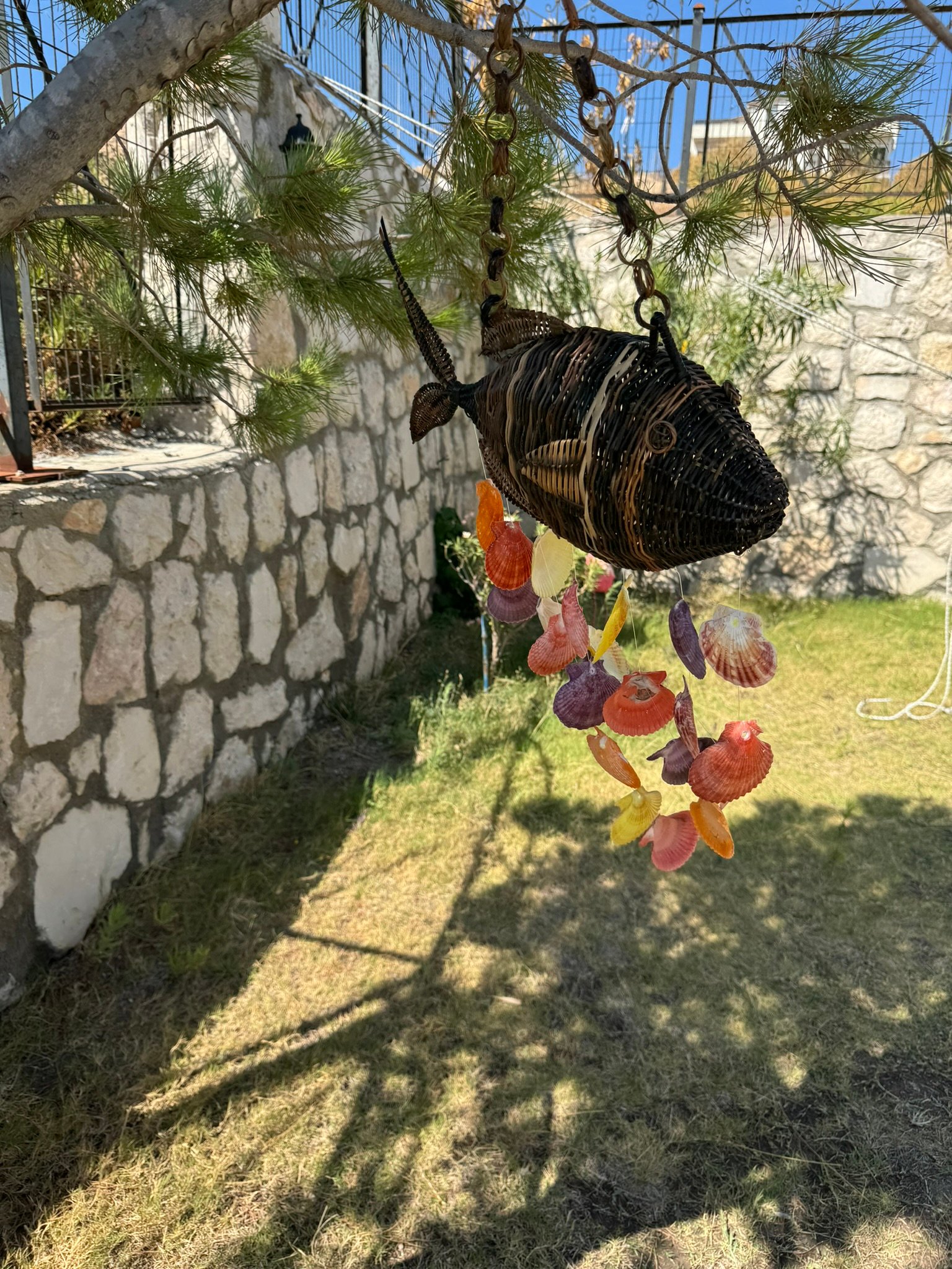 Hasır Bambu Örgü Balık Deniz Kabuklu Rüzgar Çanı