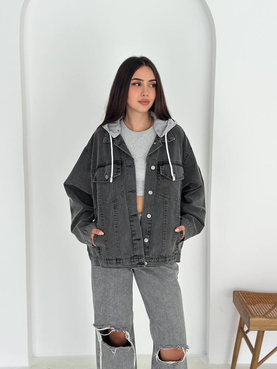 OVERSİZE KAPÜŞONLU CEPLİ GÖMLEK CEKET NOA2146