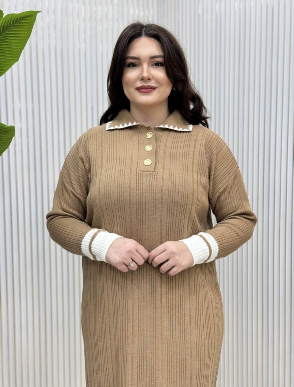TRİKO DÜĞMELİ GÖMLEK YAKA ÇOBAN DİKİŞLİ ELBİSE CKK300