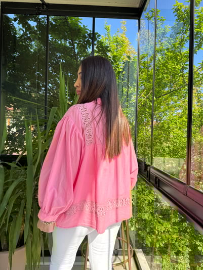 Dantel Detay Oversize Gömlek 4502