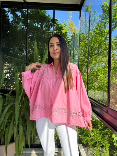 Dantel Detay Oversize Gömlek 4502