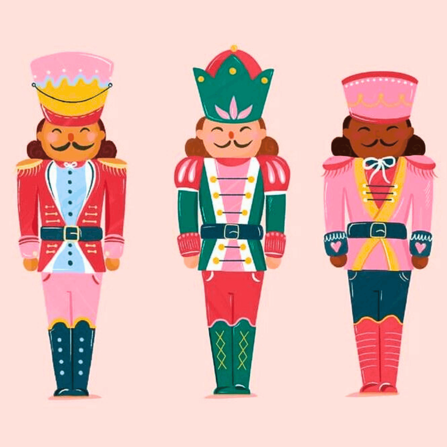 Three Little Soldiers In Pink