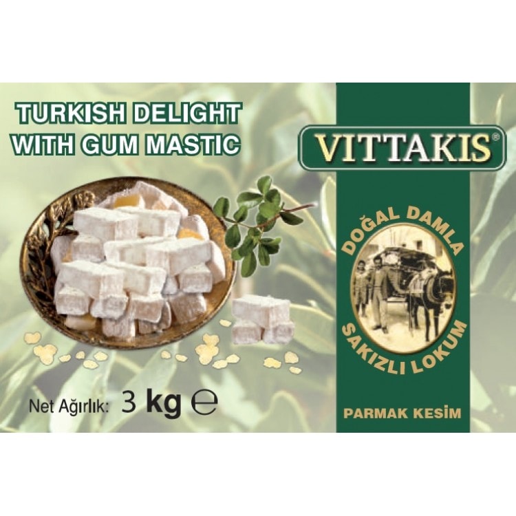 Doğal Damla Sakızlı Çifte Kavrulmuş Lokum 3 kg. (Parmak Kesim) (B)