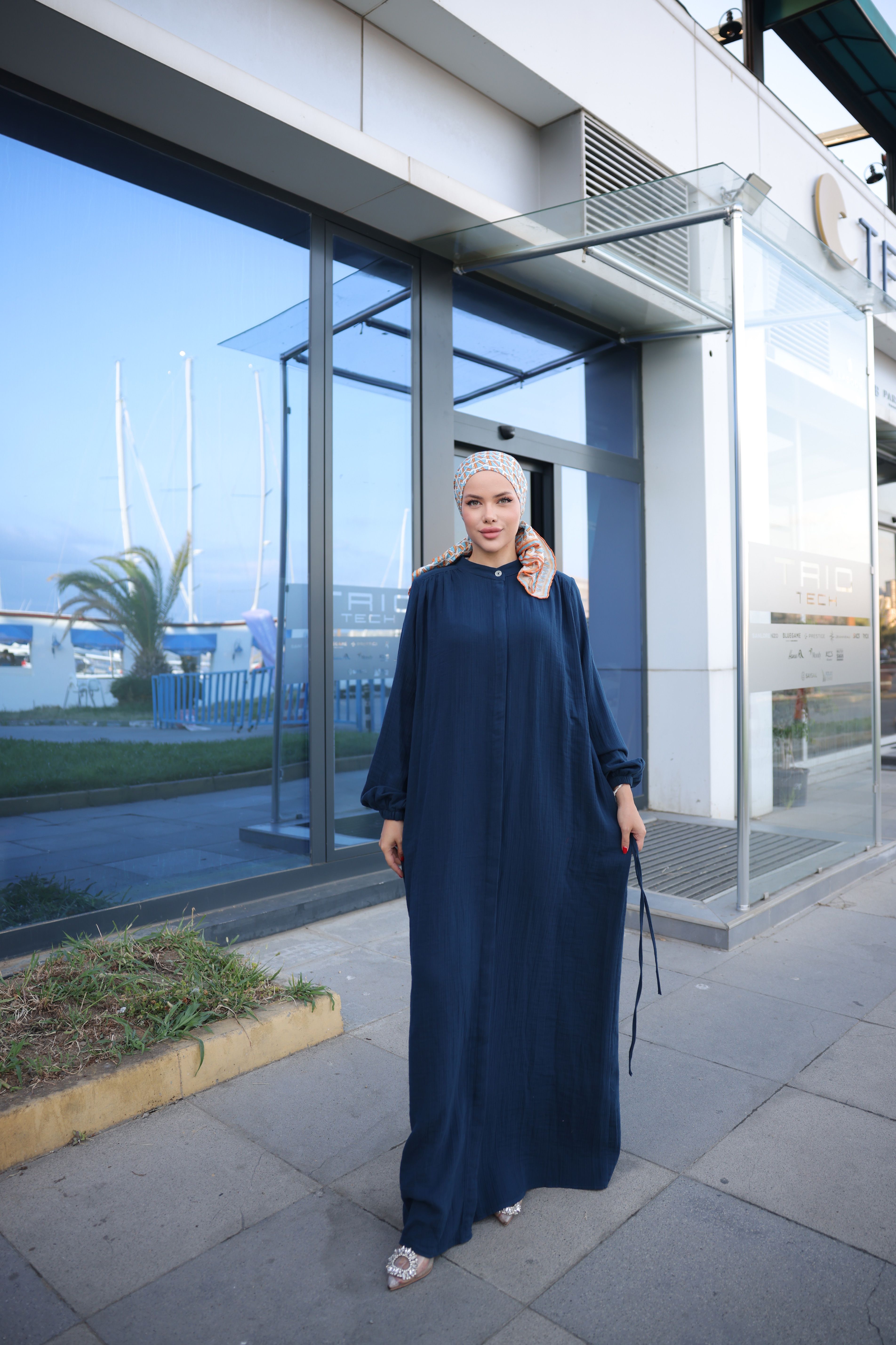 Ankanoor Omuz Büzgülü Müslin Ferace Anka255102