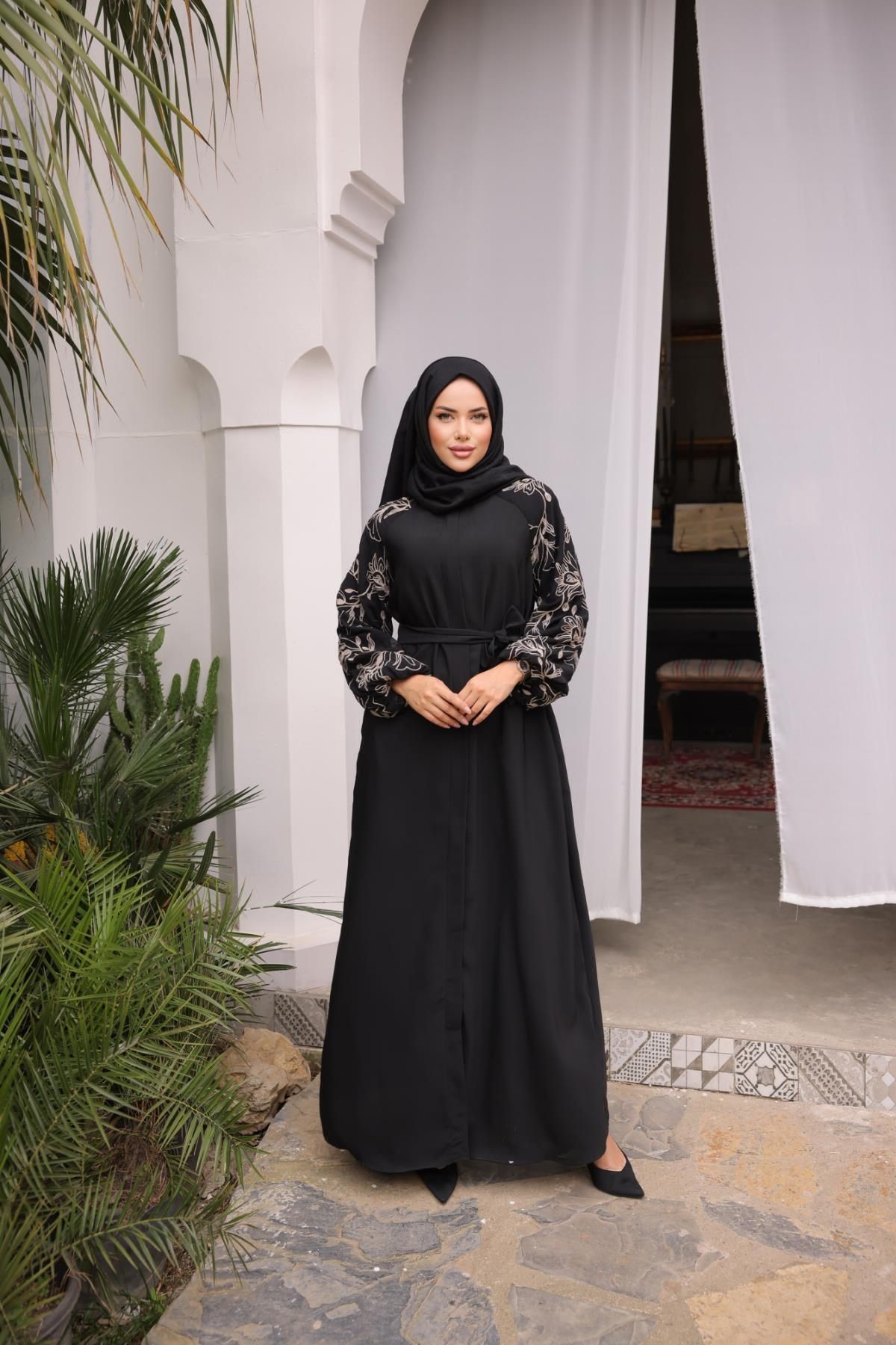 Ankanoor  Süzene Nakışlı Reglan Kol Ferace Anka255051
