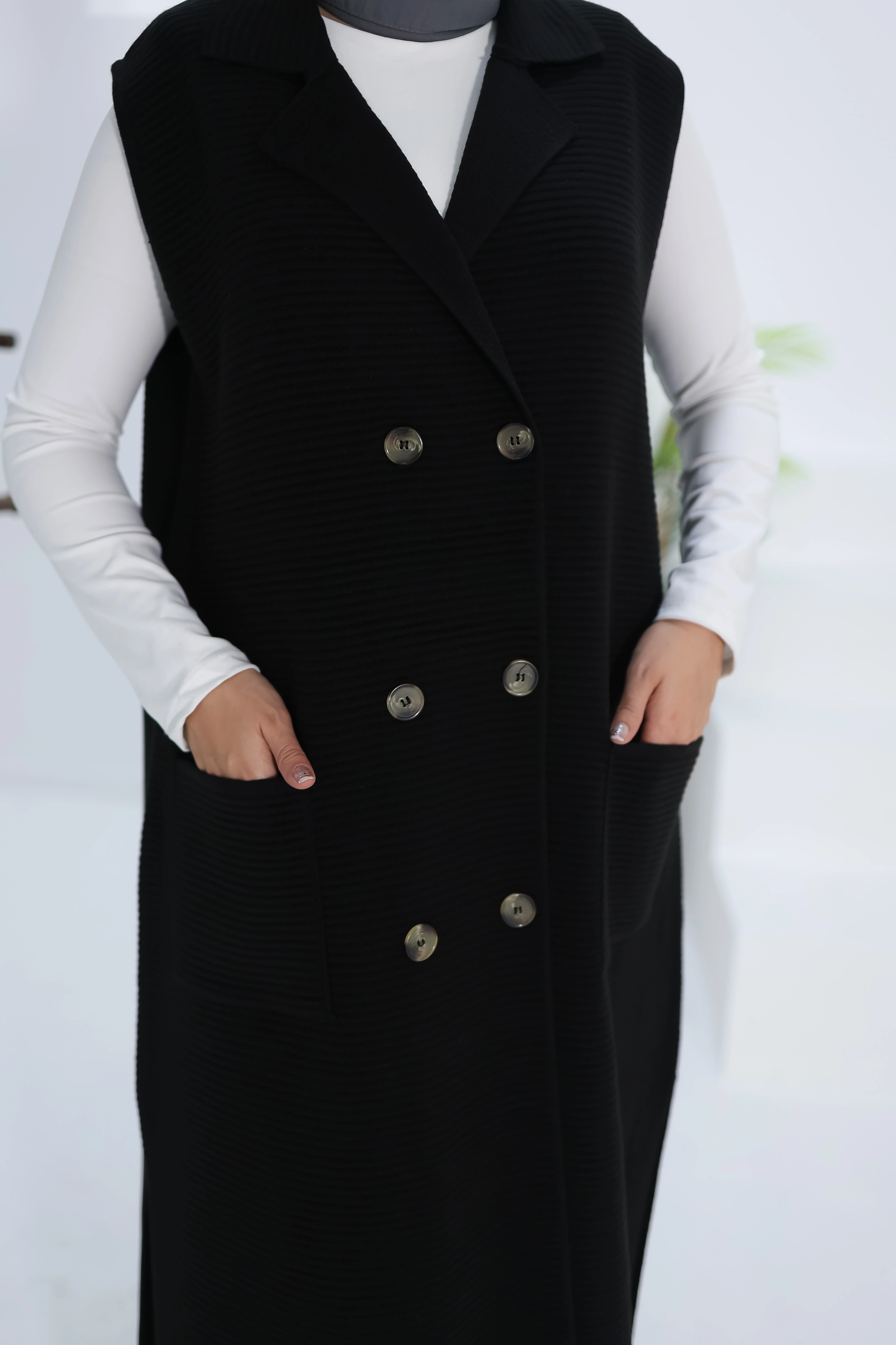 Ankanoor Kruvaze Yaka Düğmeli Yelek ANKA2518203