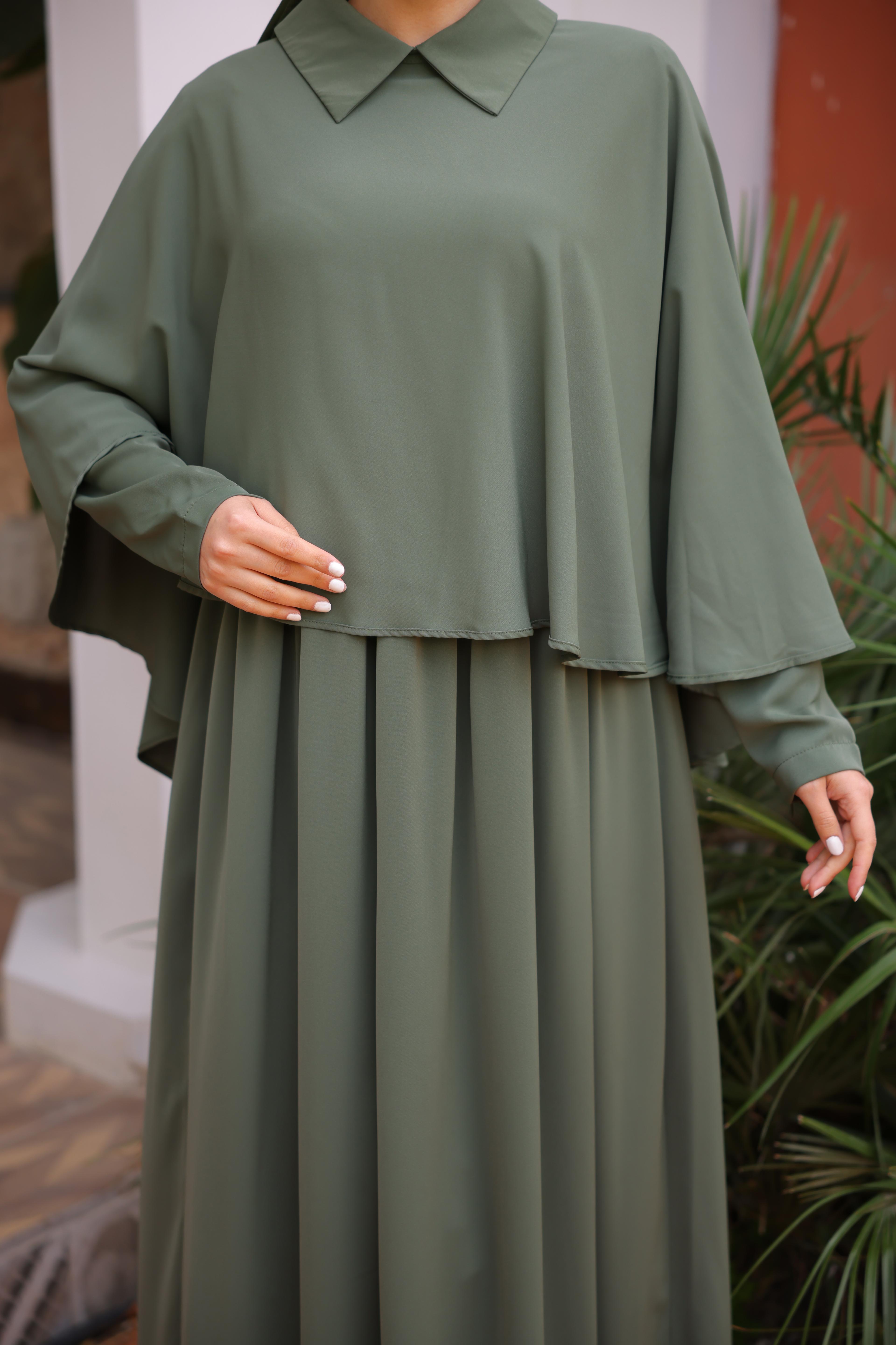 Ankanoor Yakalı Pelerinli Elbise Anka255084