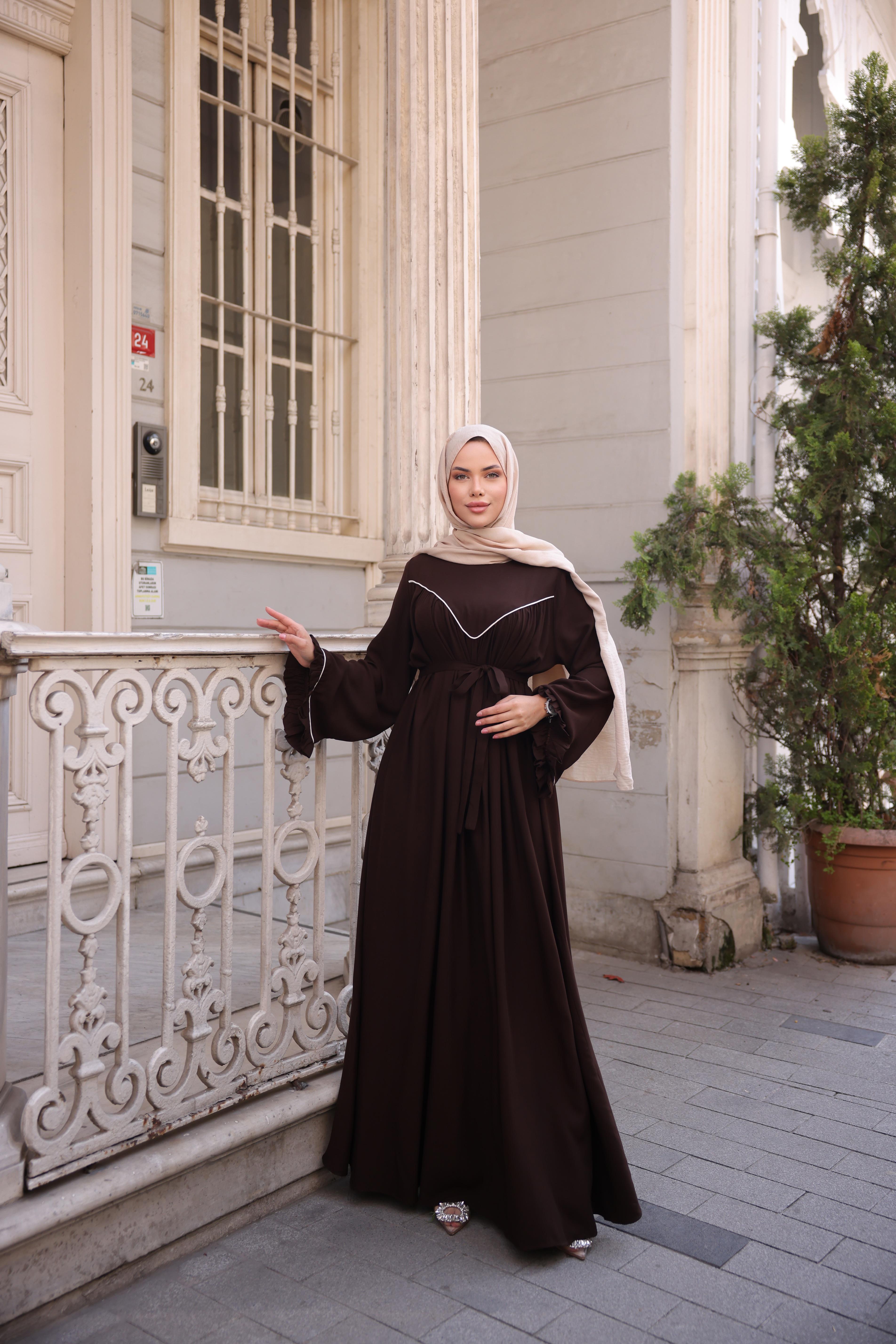 Ankanoor V Robalı Biyeli Belmando Elbise Anka255097