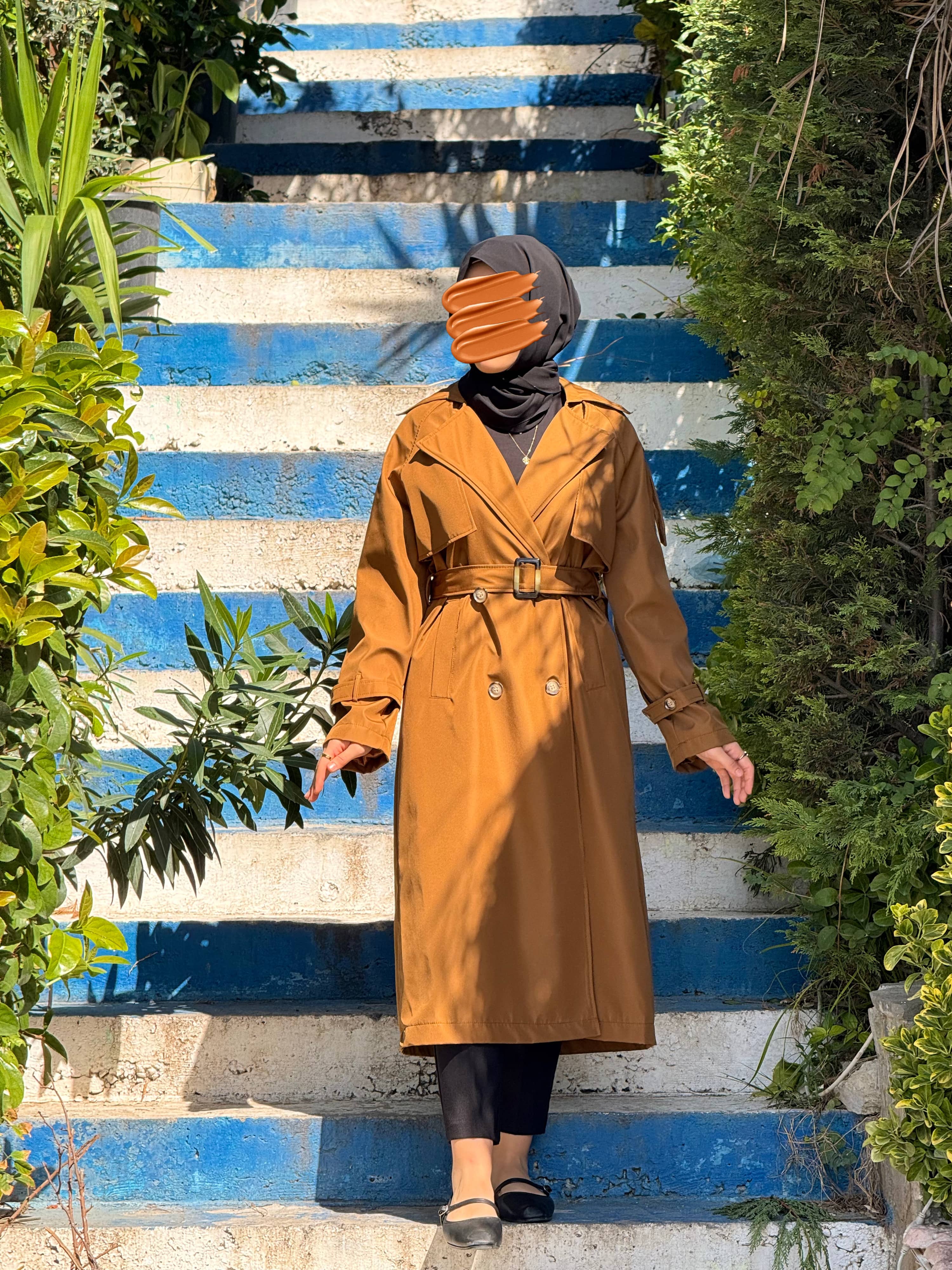 Ankanoor Tesettür Maxi Boy Trençkot ANKA252000 - kiremit