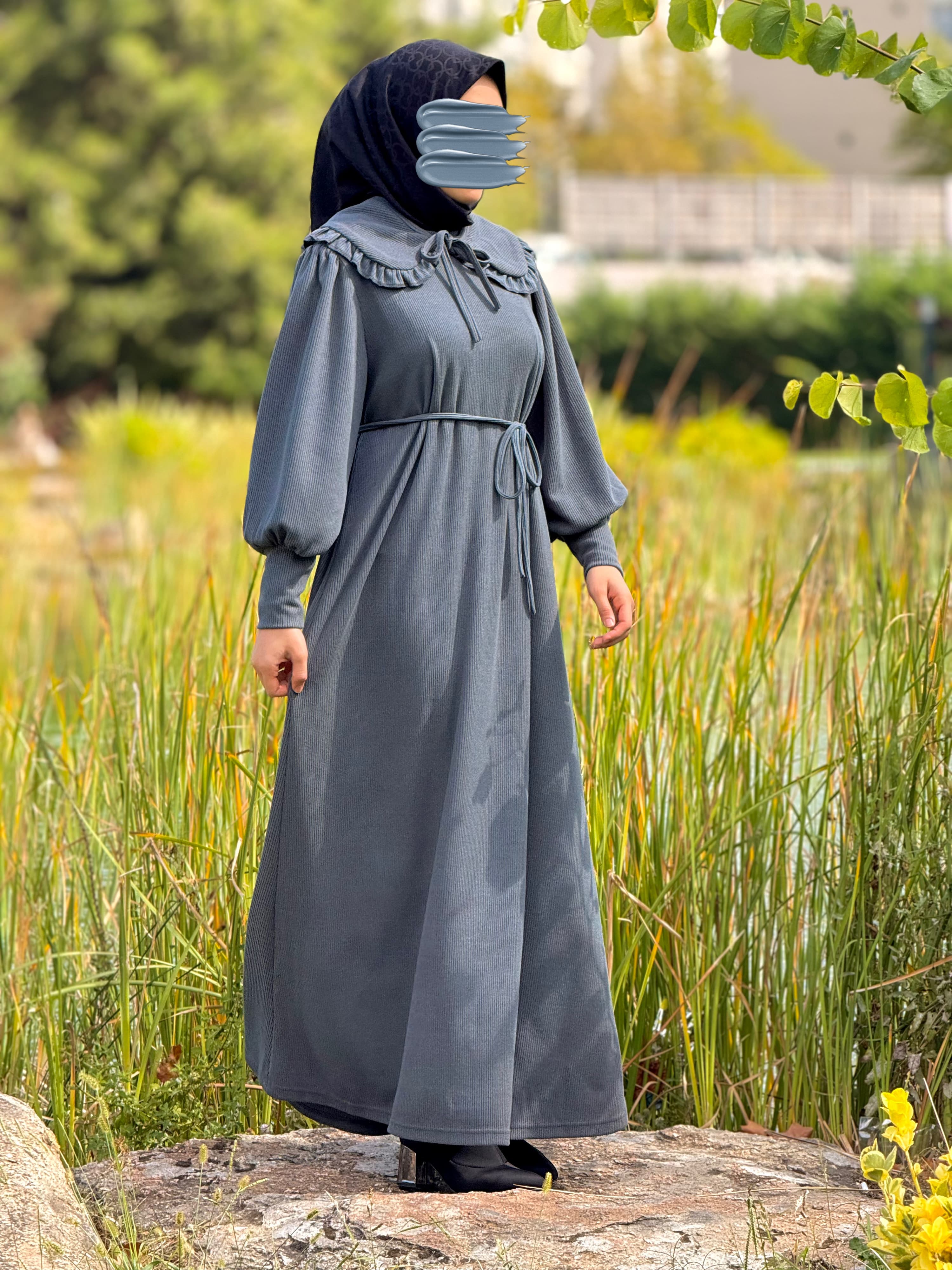 Ankanoor Seyyar Bebe Yakalı Örme Elbise ANKA255106