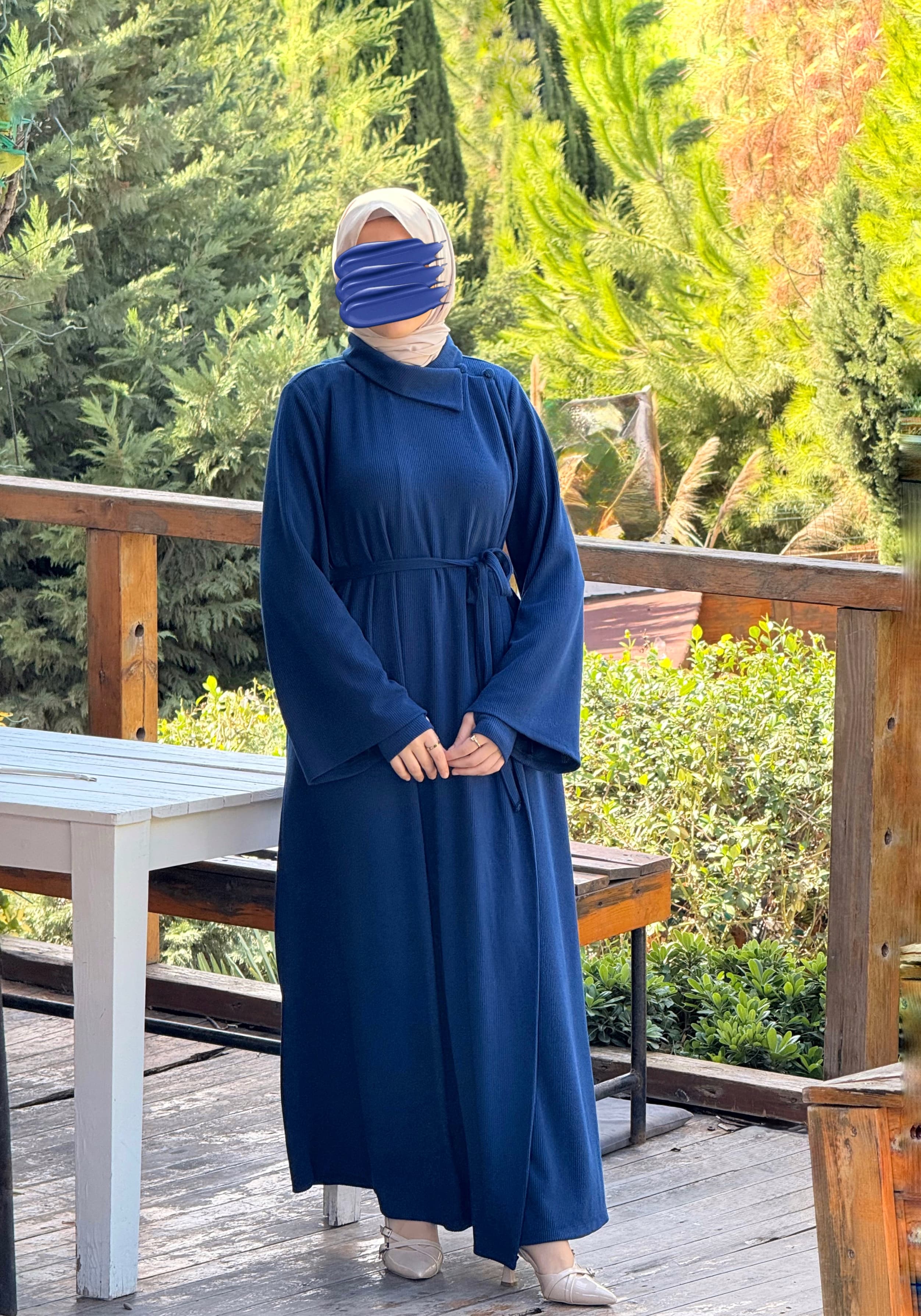 Ankanoor Anvelop Kolluklu Örme Ferace&Elbise Anka255103 - laci̇vert