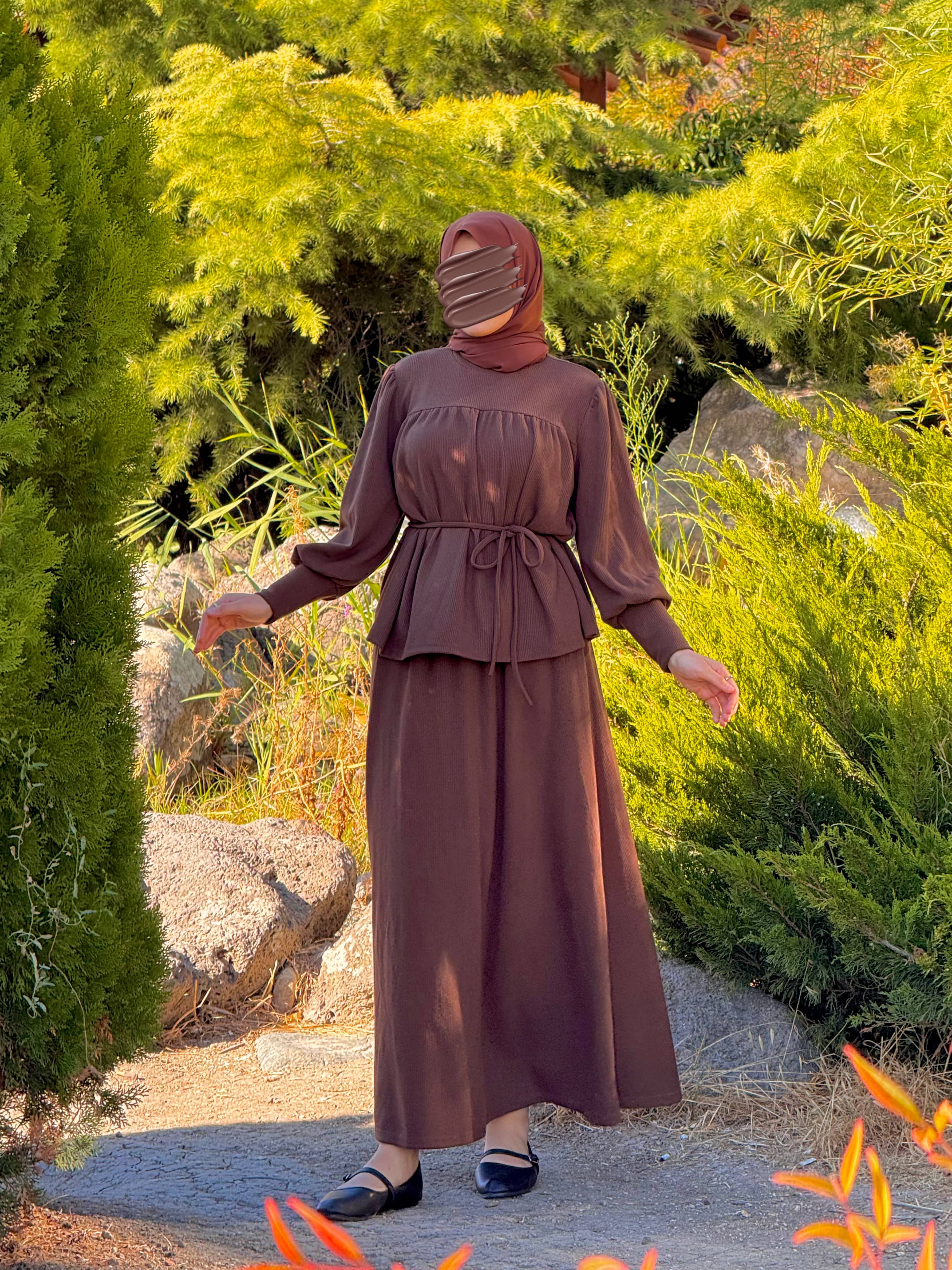 Ankanoor Örme Robalı Etekli Takım ANKA255104 - kahverengi̇