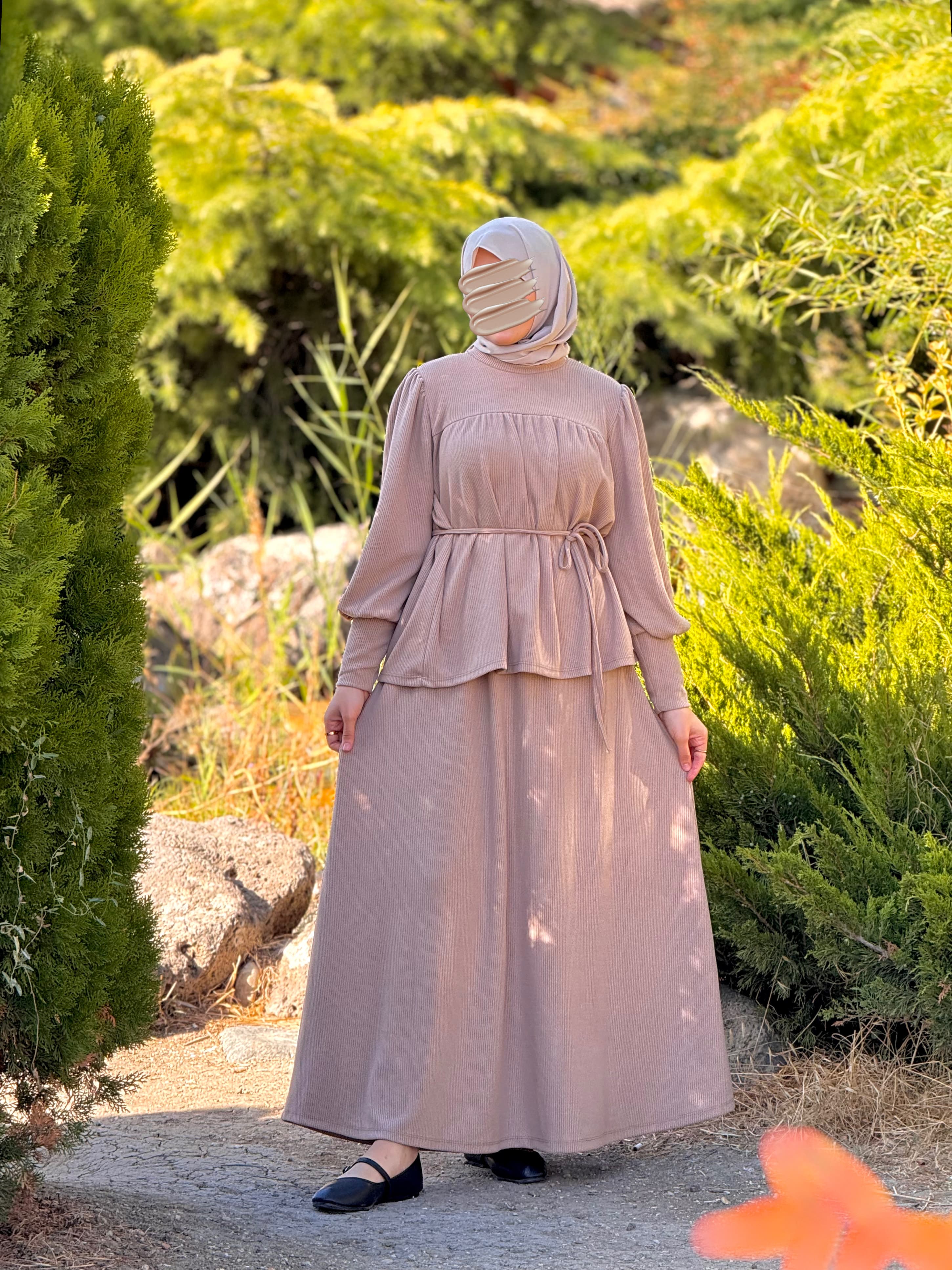 Ankanoor Örme Robalı Etekli Takım ANKA255104 - koyu bej