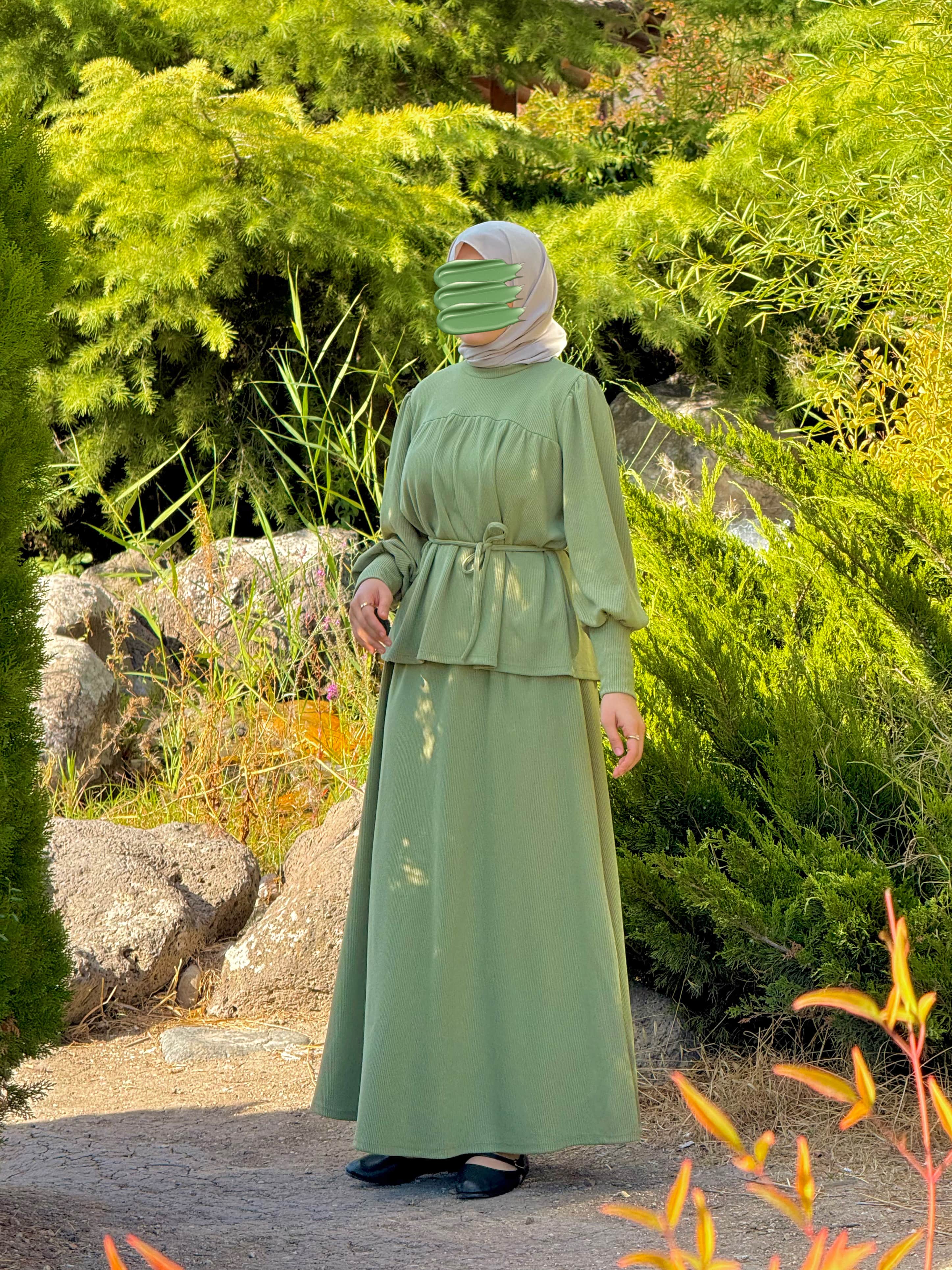 Ankanoor Örme Robalı Etekli Takım ANKA255104 - fıstık yeşili